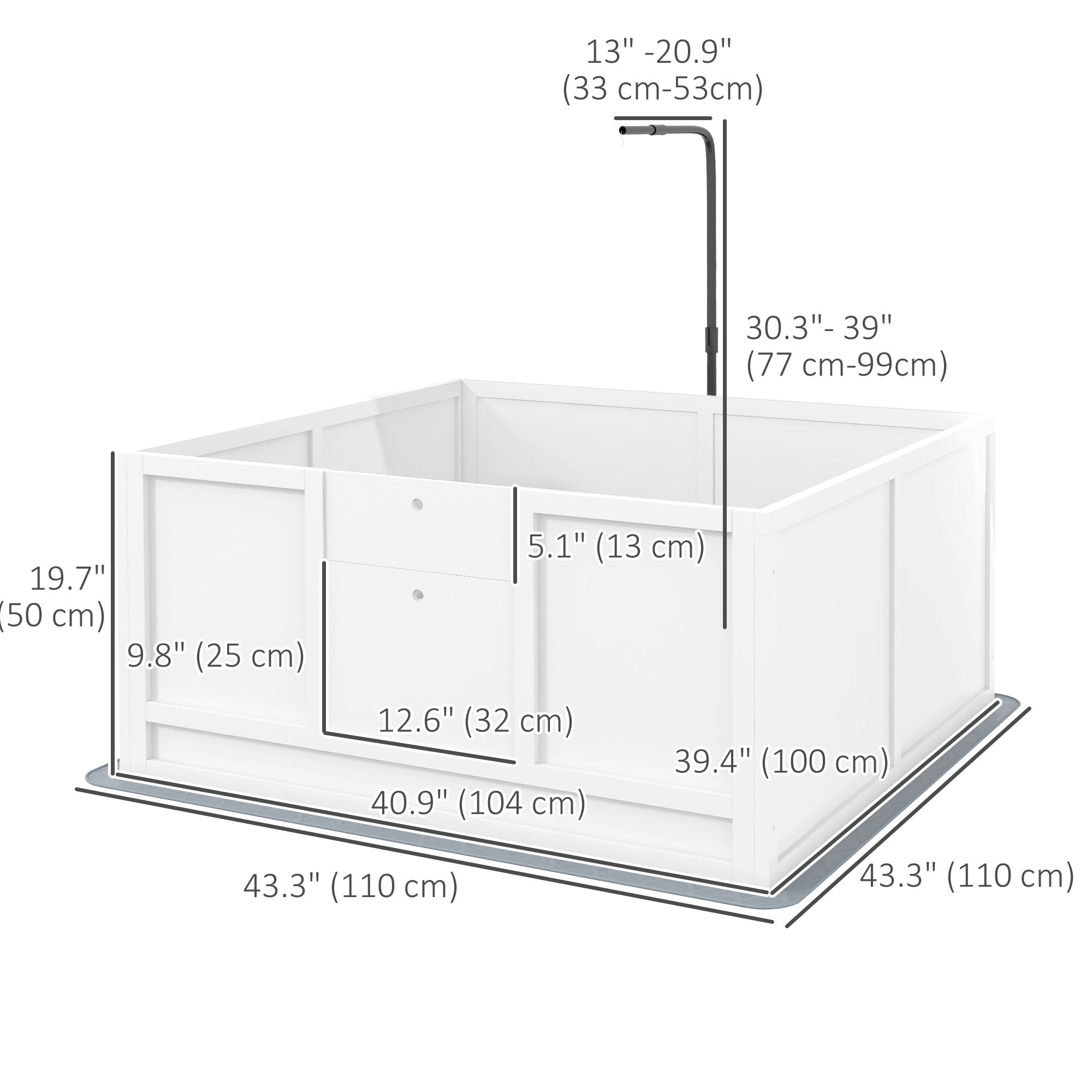 PawHut Whelping Box for Dogs with Retractable Light Stand, Waterproof Pad, Rail, Adjustable Height Door, 41" x 39"