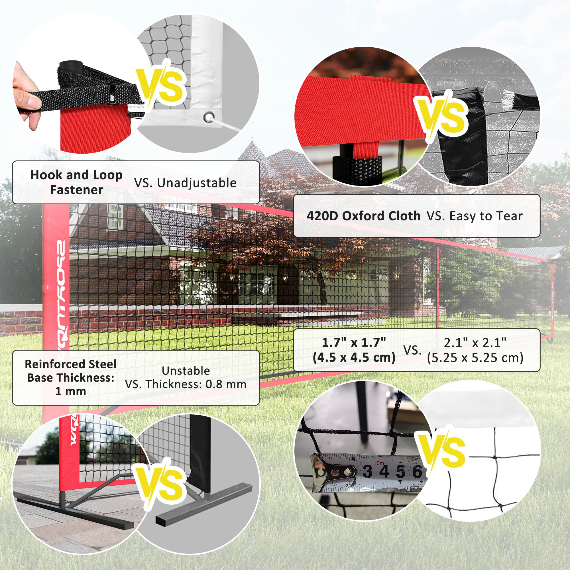 Soozier Portable Pickleball Net Set with 22FT Regulation Size Net, Ball Collector, Court Marking Kit, Balls, Carrying Bag