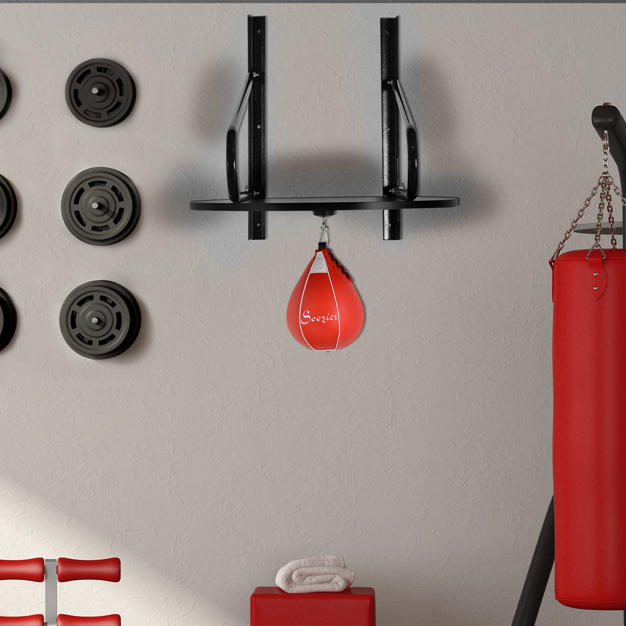 Soozier Wall-mounted Speed Bag Boxing Platform with Adjustable Height