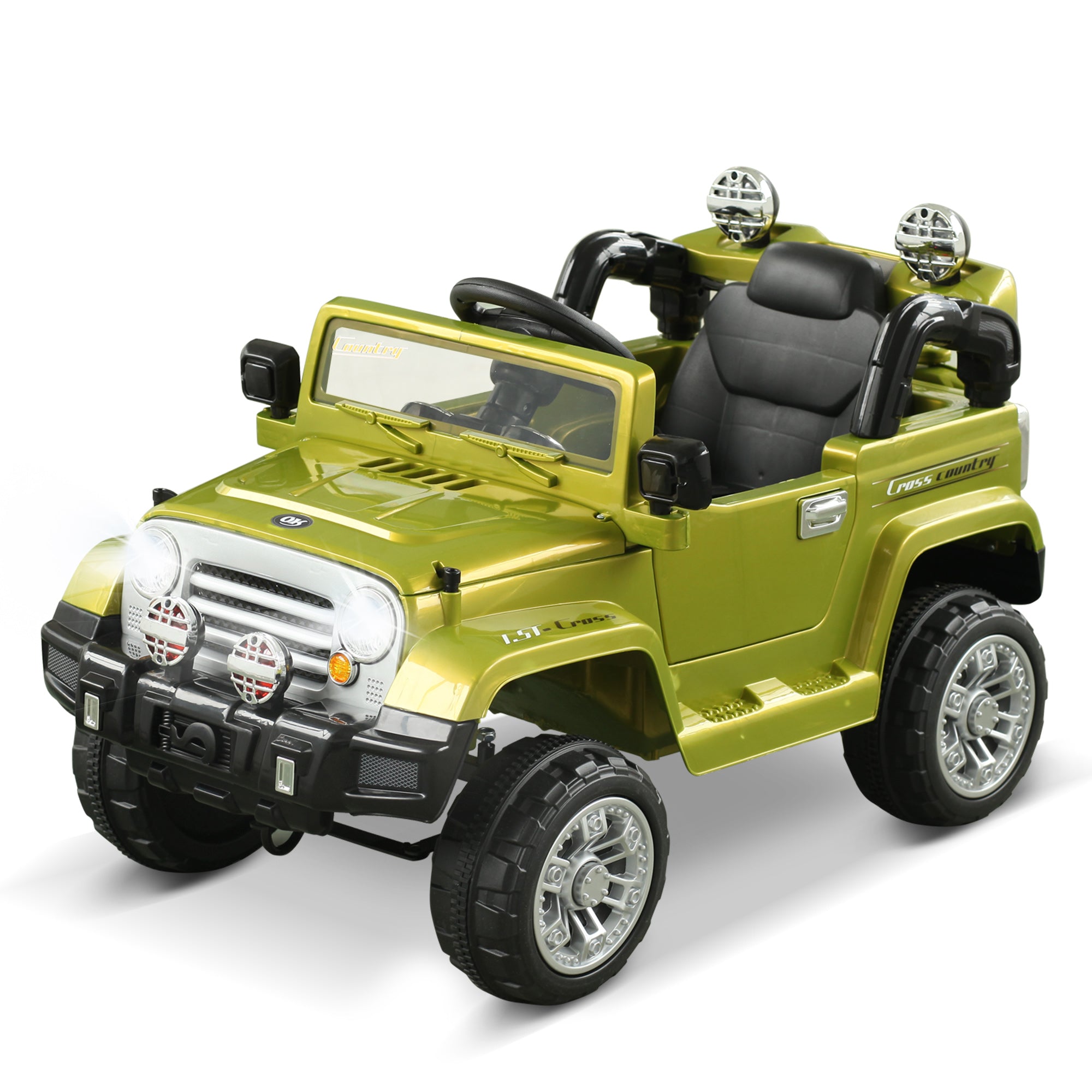 Aosom 12V Kids Electric Ride On Car Toy Truck with Remote Control 2 Speeds Lights MP3 LCD Power Indicator, Green