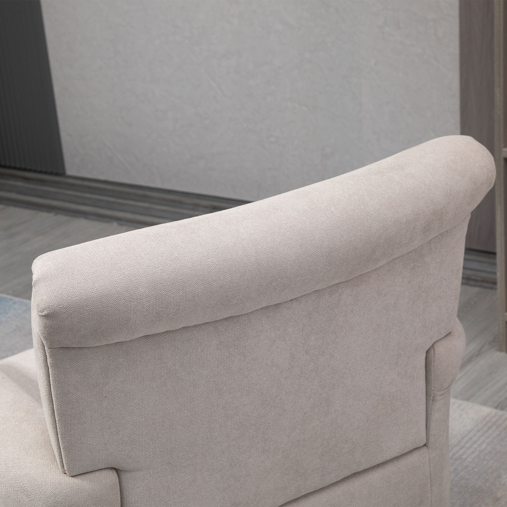 HOMCOM Upholstered Accent Chair, Single Armchair with Soft Velvet Touch Fabric, Rolled Armrest, Grey