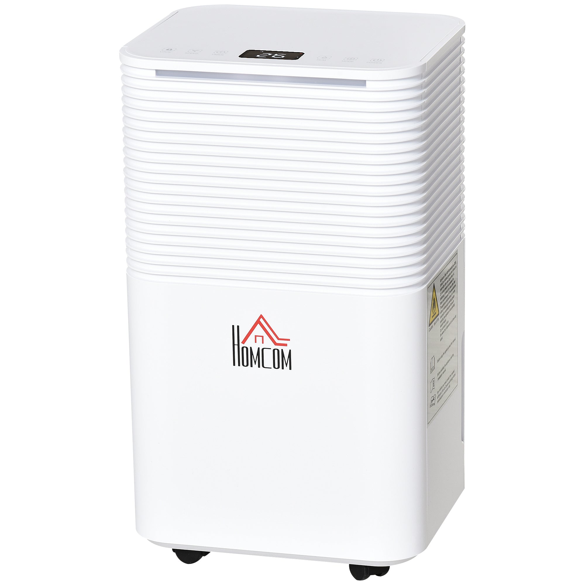 HOMCOM 1500 sq.Ft Portable Quiet Dehumidifier for Home Laundry Room Bedroom Basement, 25pt Electric Moisture Air De-Humidifier with 3 Modes