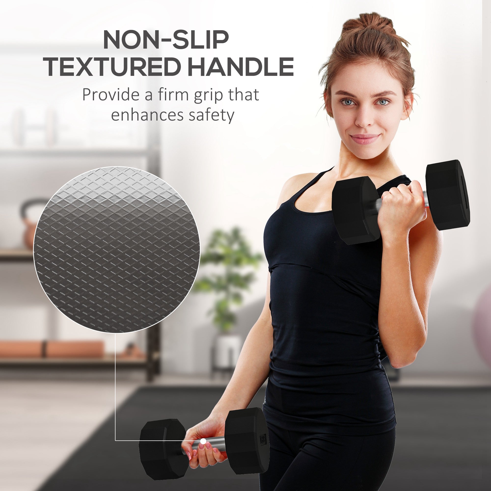 Soozier 2 x 25lbs Dumbbells Set with Non-Slip Grip, Rubber Covered Weights for Men Women Home Gym Workout