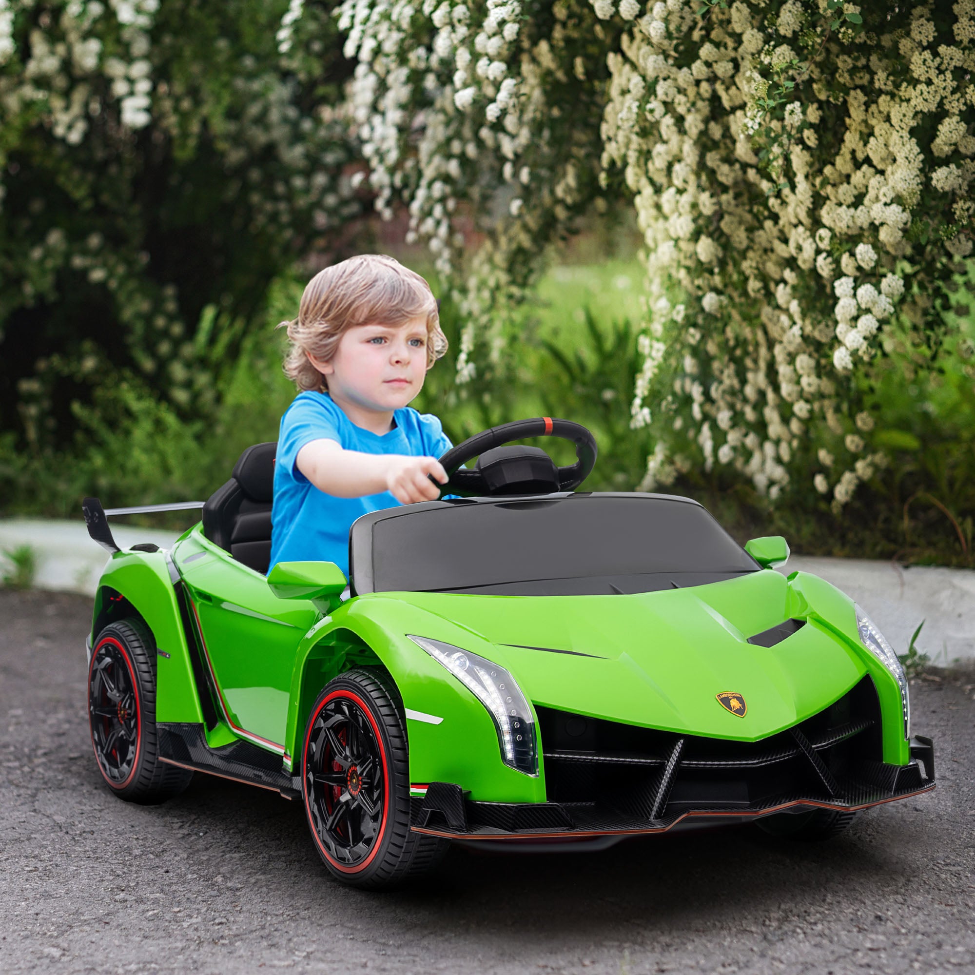 Aosom 12V Electric Ride on Car with Butterfly Doors, 4.3Mph Kids Ride-on Toy for Boys and Girls with Remote Control, Horn Honking, Music, Lights, Green