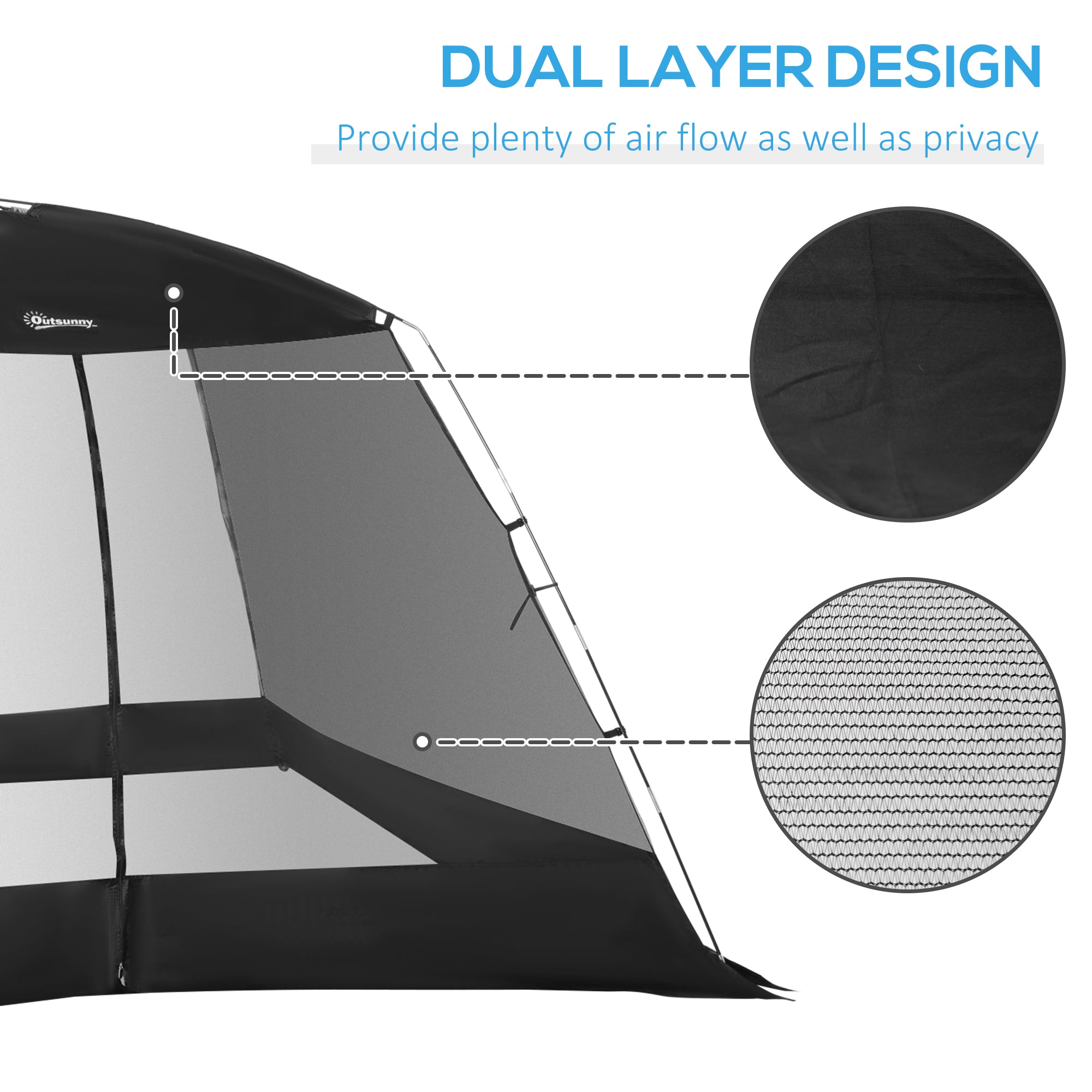 Outsunny 10 x 10 ft Canopy Screen Tent, Outdoor Screen House Camping Gazebo with Portable Carry Bag for 4-6 People, Black