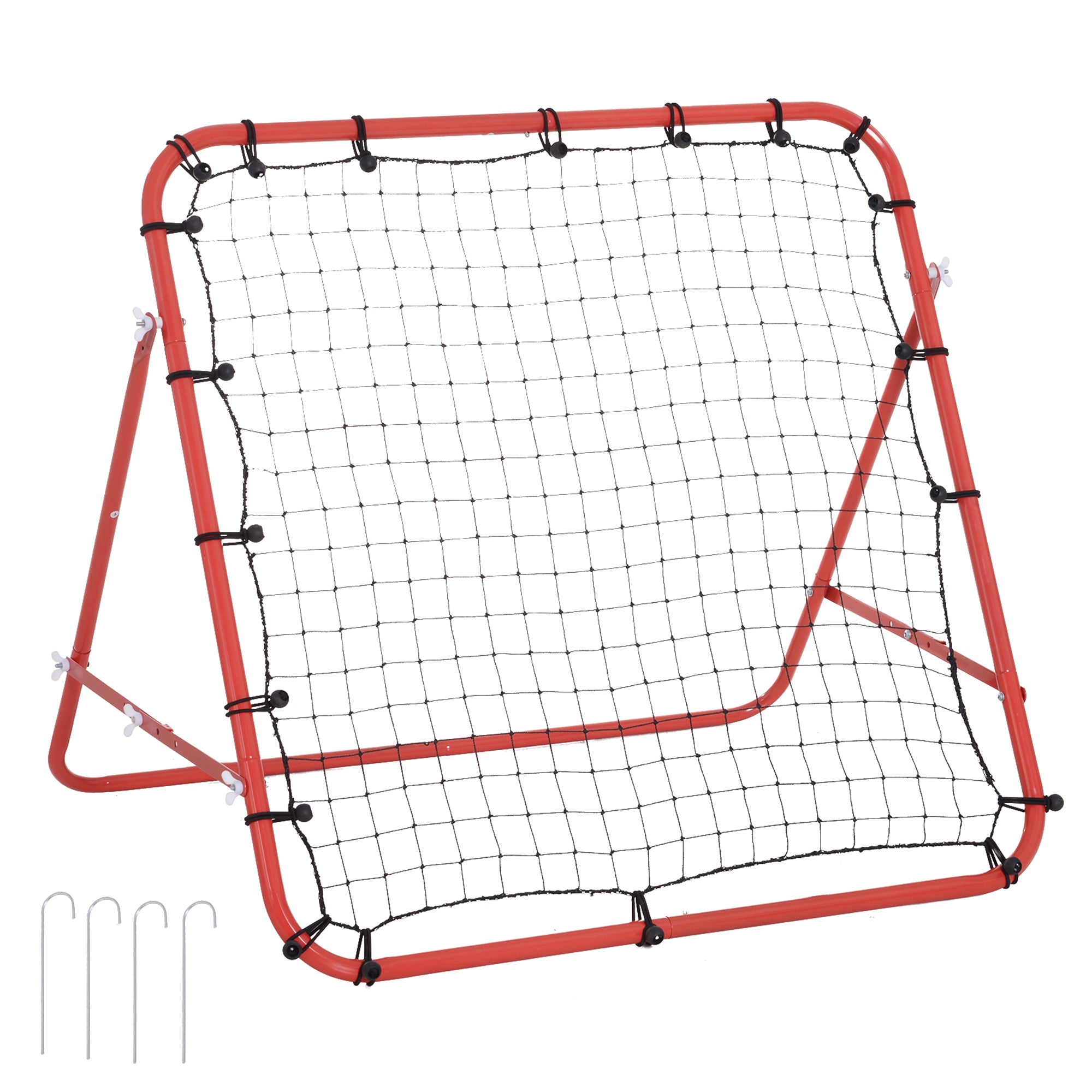 HOMCOM Volleyball Rebounder Net Football Training Aid Kickback Target Play Red