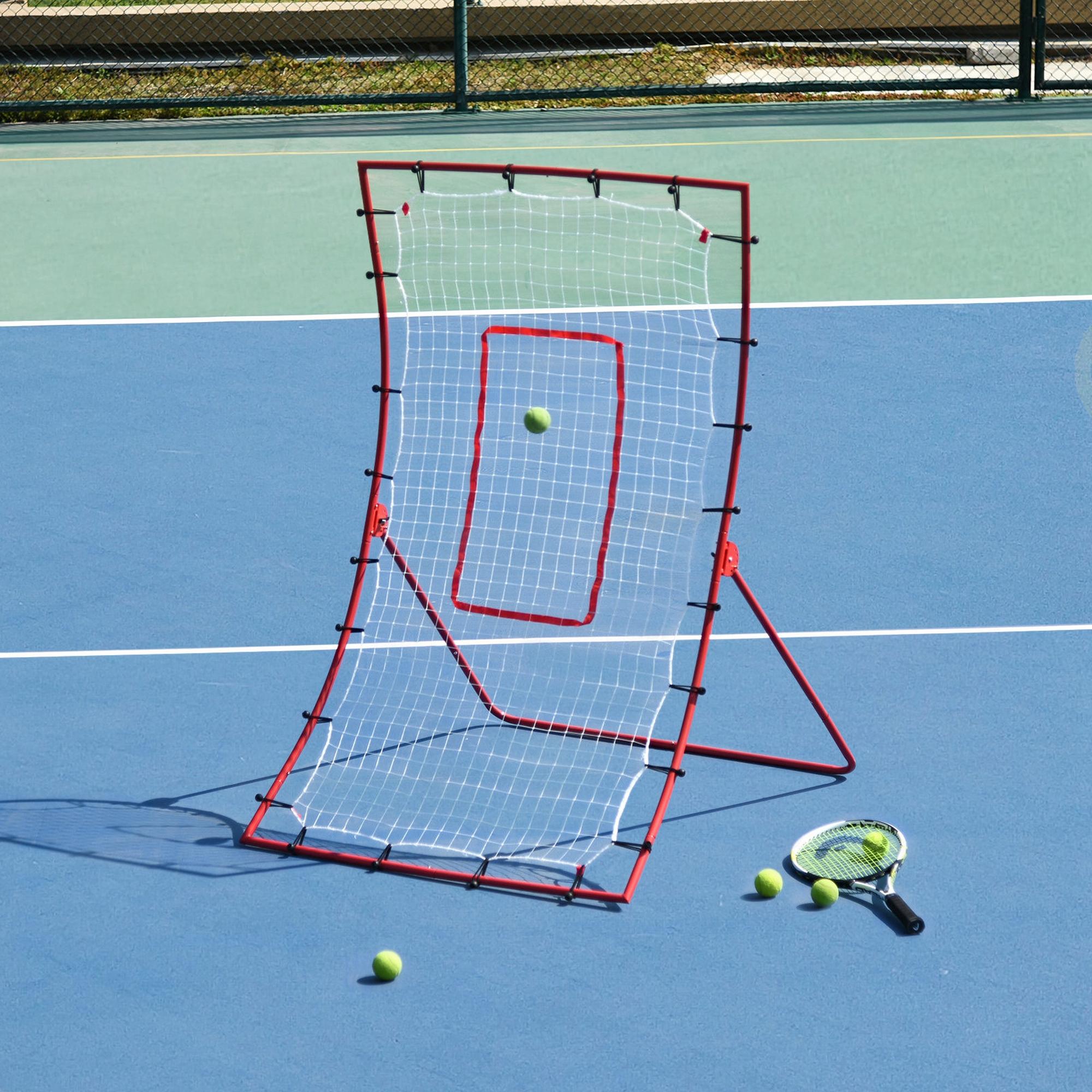 Soozier Pitch Back 5 Angles Adjustable Rebounder Net Goal Pitching and Throwing Practice Partner, Baseball/Soccer/Football/Basketball/Volleyball Daily Training (4 J-type Ground Nails included)