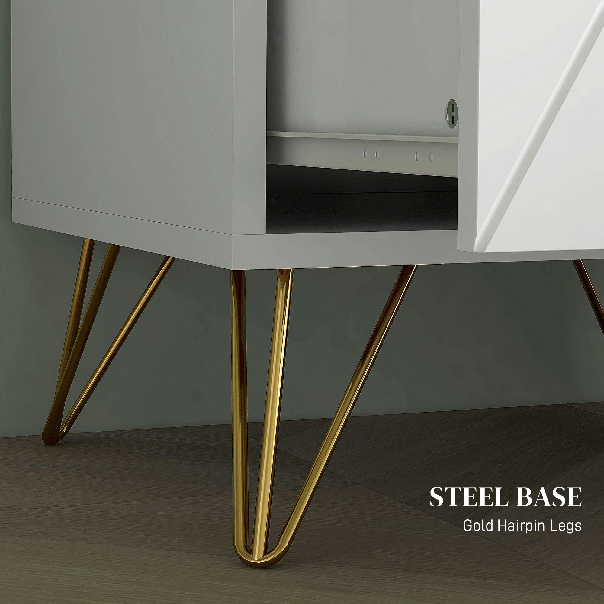 HOMCOM Modern Bedside Table, Accent Nightstand with 2 Drawers, Bed End Table for Bedroom, Living Room, White