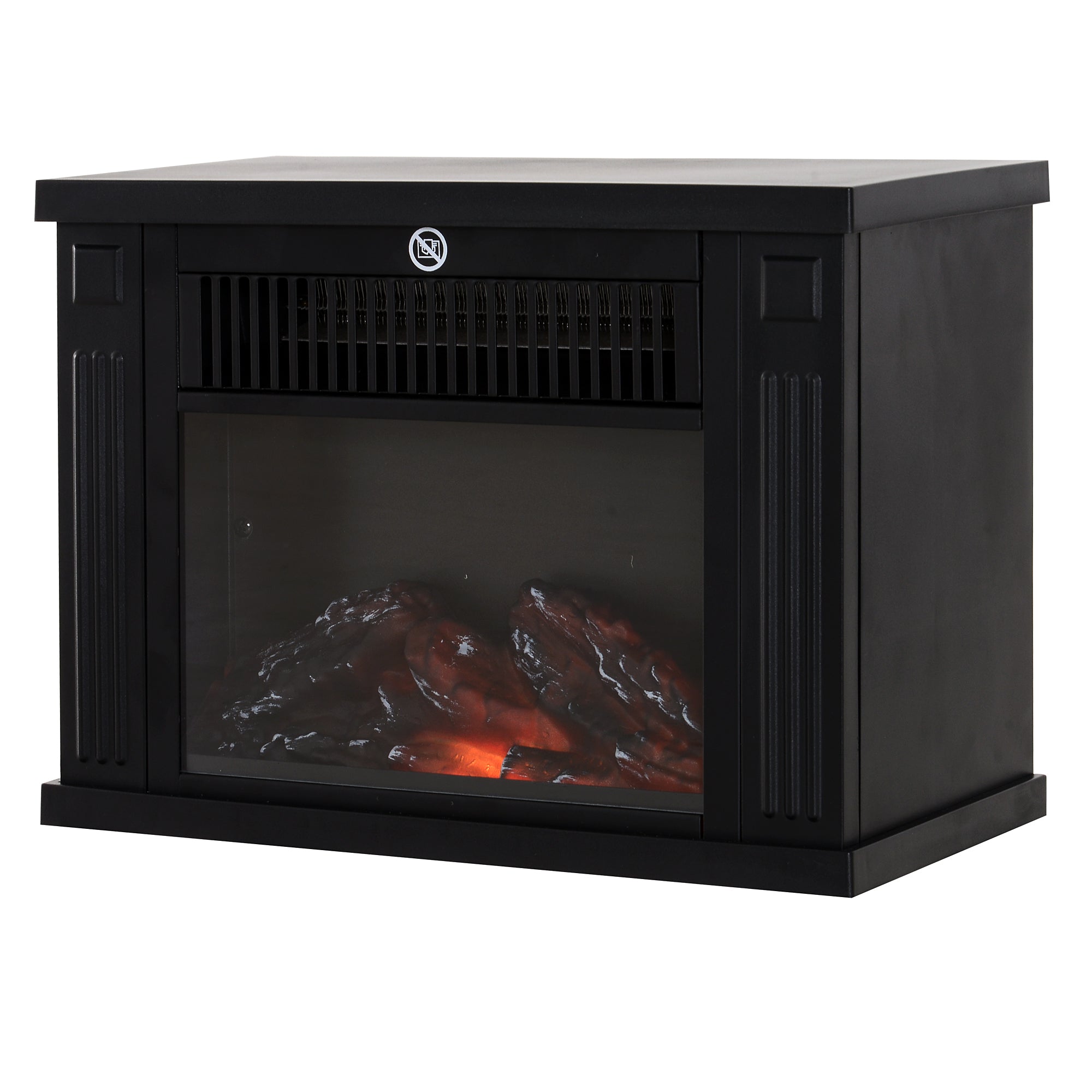 HOMCOM 14" 1000W Mini Standing Electric Fireplace Portable Heater with Overheating, Black