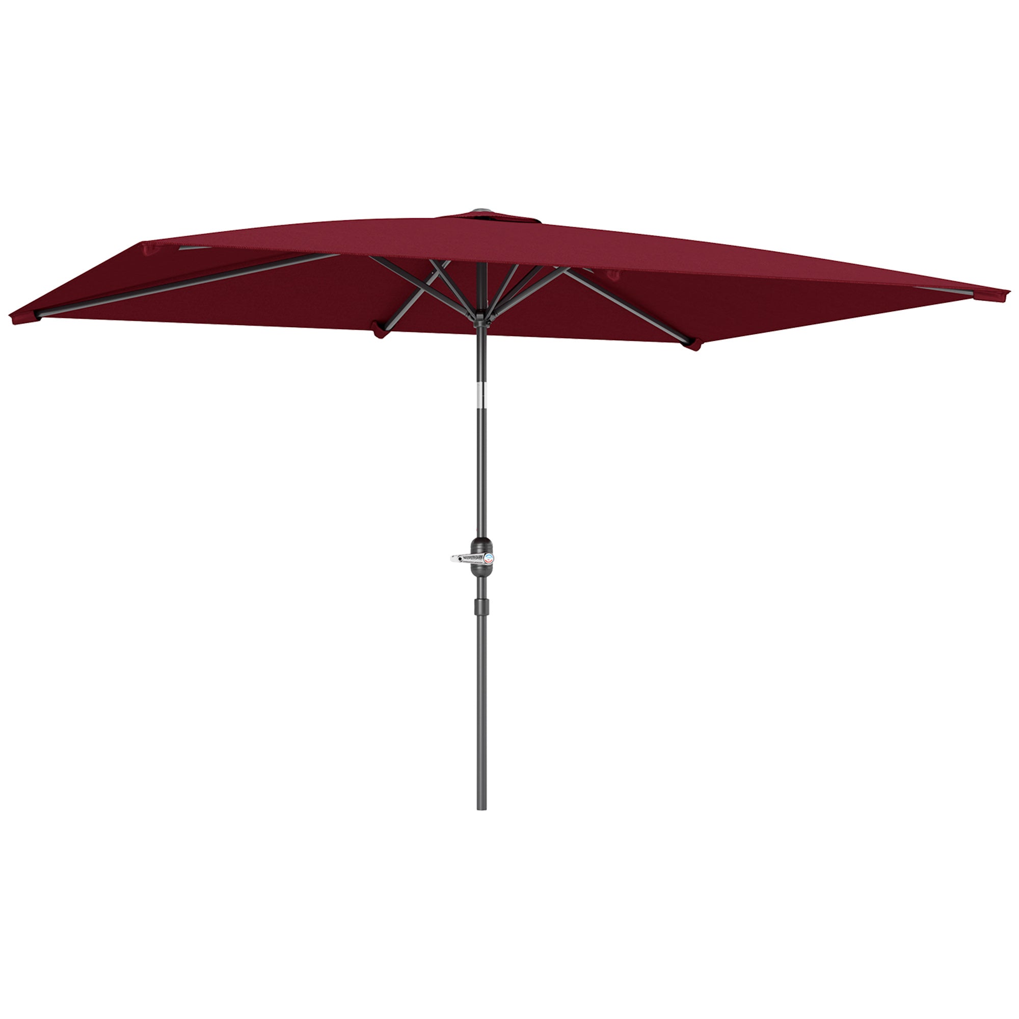 Outsunny 6.6x9.6ft Rectangle Aluminum Tilt Patio Umbrella, Garden Market Parasol, Outdoor Sunshade Canopy with Crank, Wine Red
