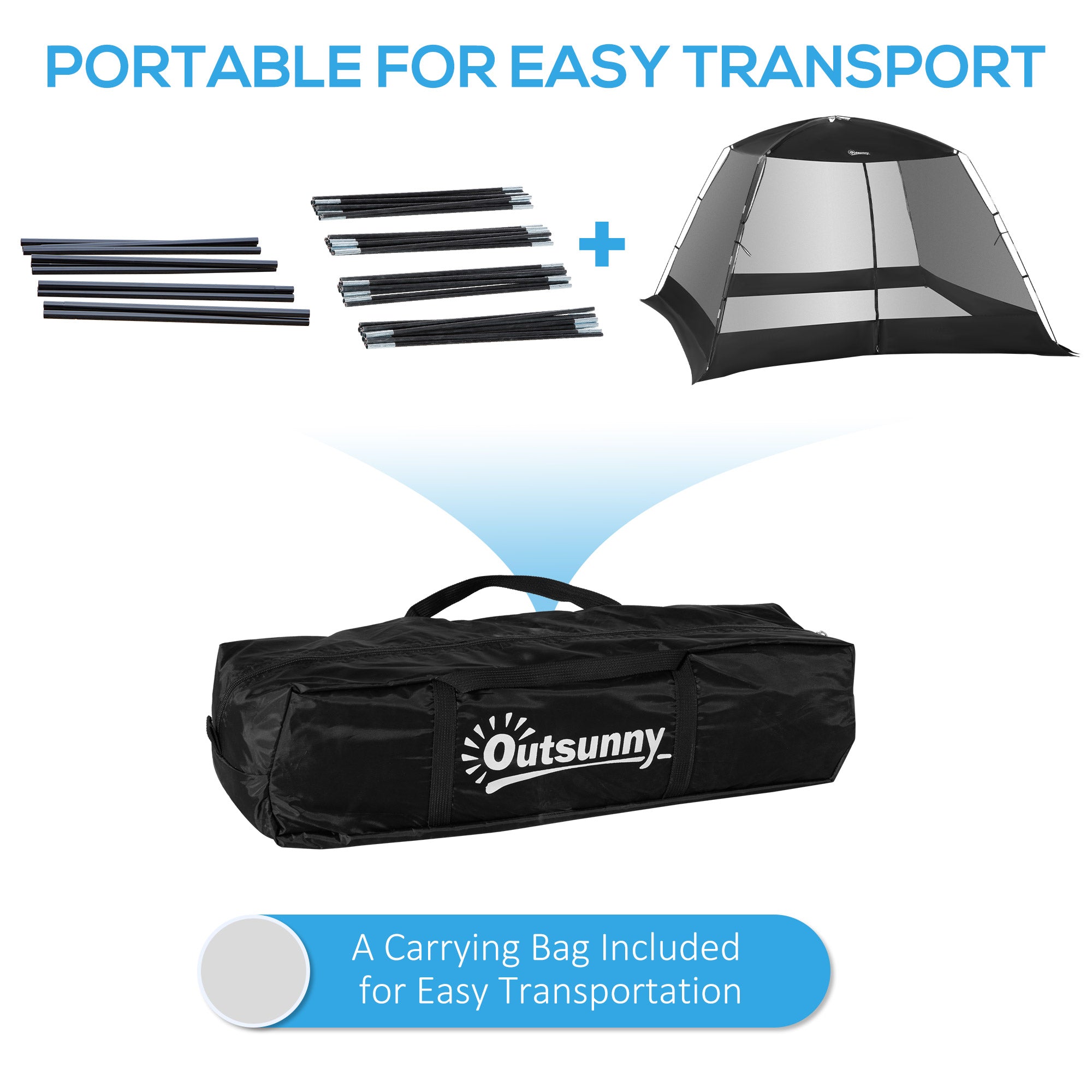 Outsunny 10 x 10 ft Canopy Screen Tent, Outdoor Screen House Camping Gazebo with Portable Carry Bag for 4-6 People, Black