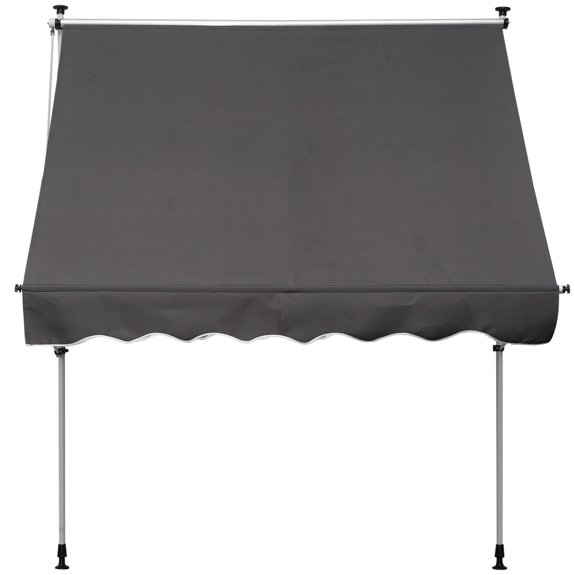 Outsunny 6.6'x5' Manual Retractable Patio Awning Window Door Sun Shade Deck Canopy Shelter Water Resistant UV Protector Grey