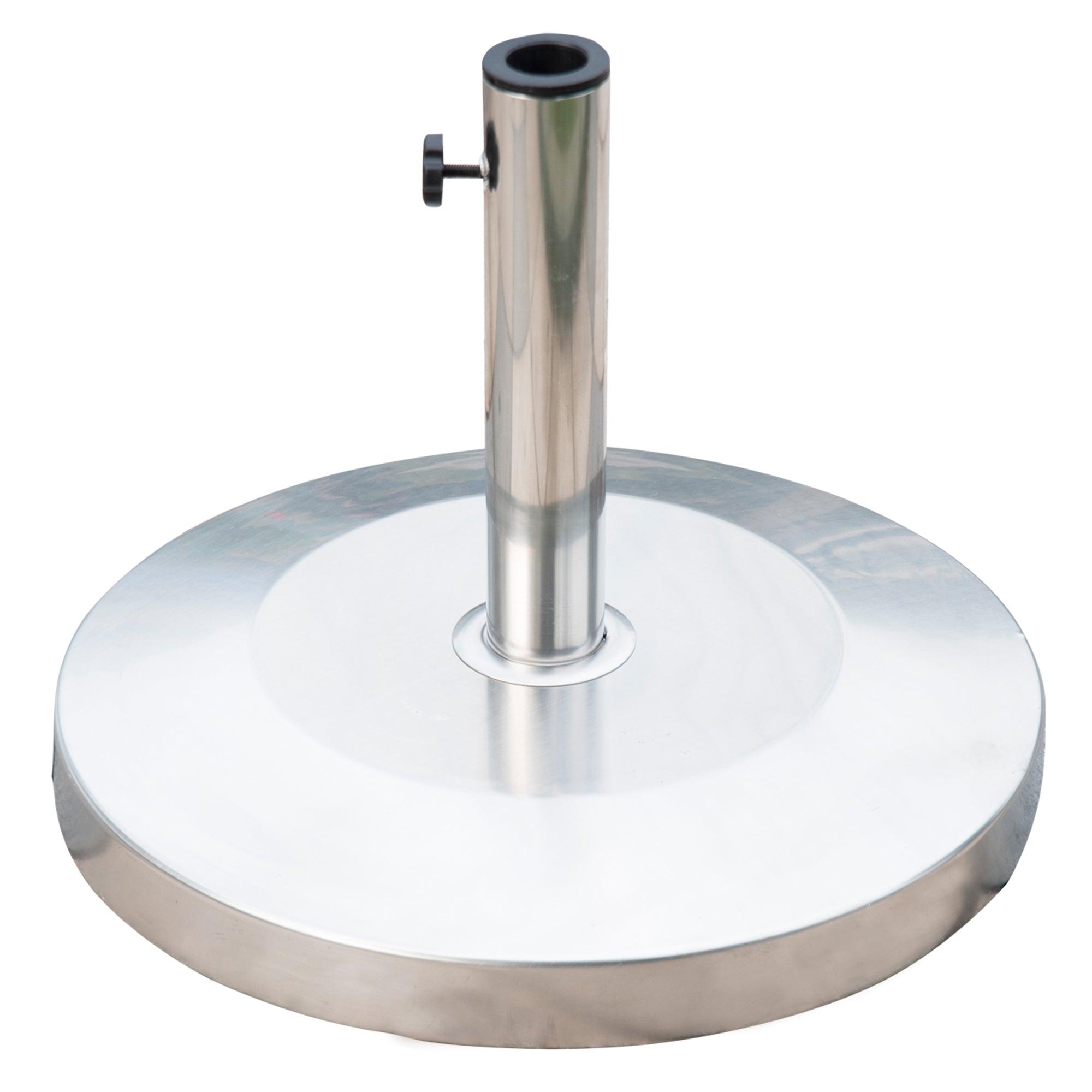 Outsunny 19" Round Patio Umbrella Stand, Stainless Steel Base Stand Holder, Silver