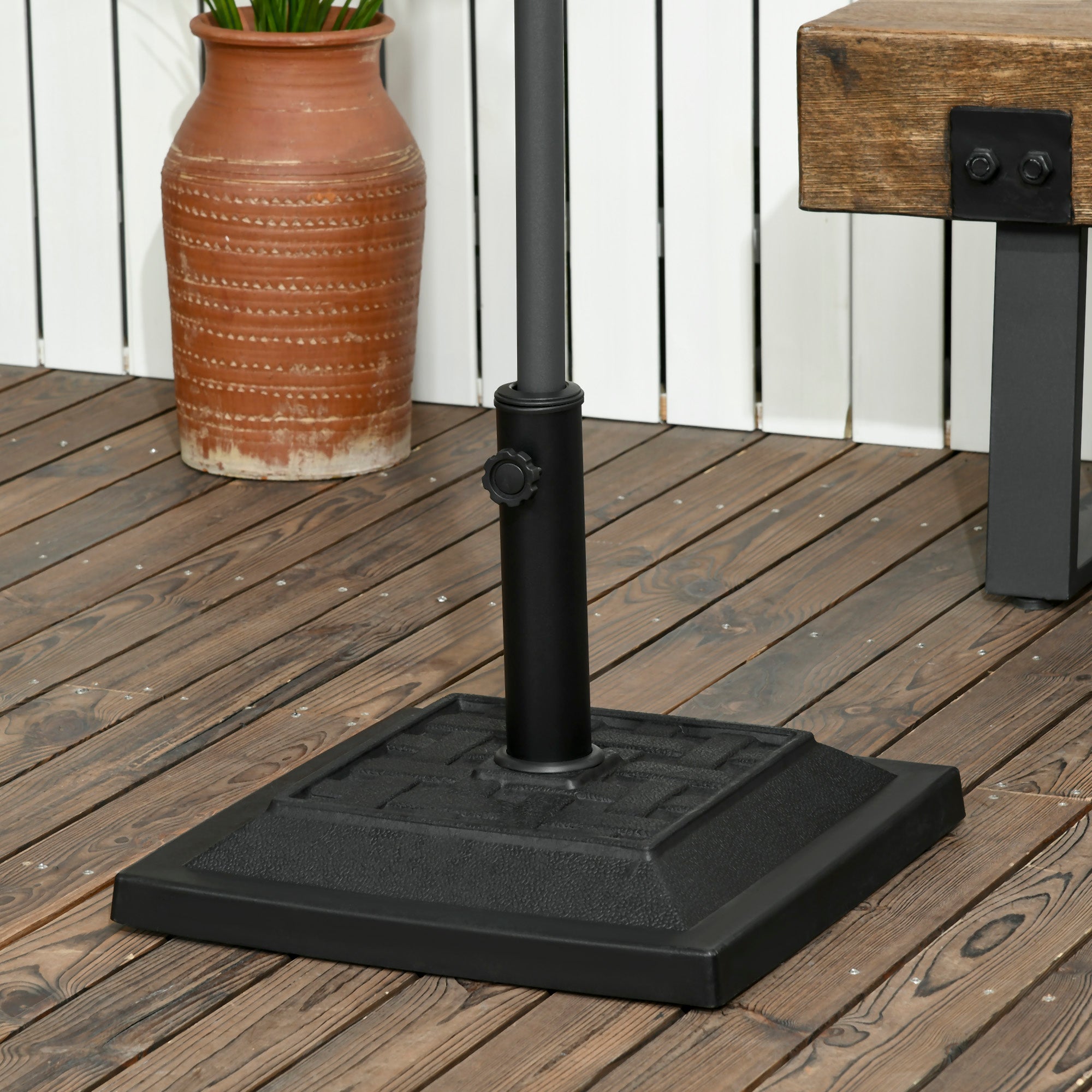 Outsunny 26 lb Heavy Duty Patio Umbrella Base, Square Resin Market Umbrella Stand for Outdoor, Garden, Backyard, Black