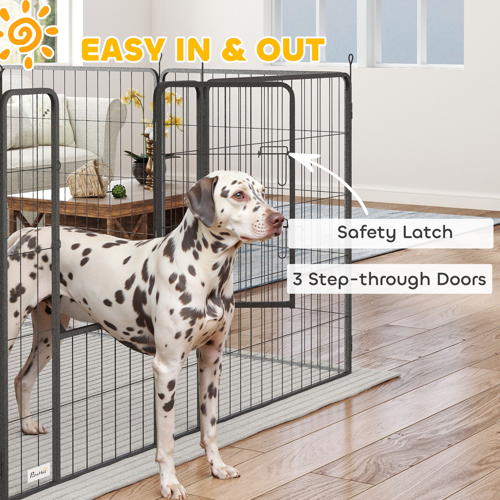 PawHut 24 Panels 39" Height Heavy Duty Dog Playpen for Small Medium Large Dogs, Black