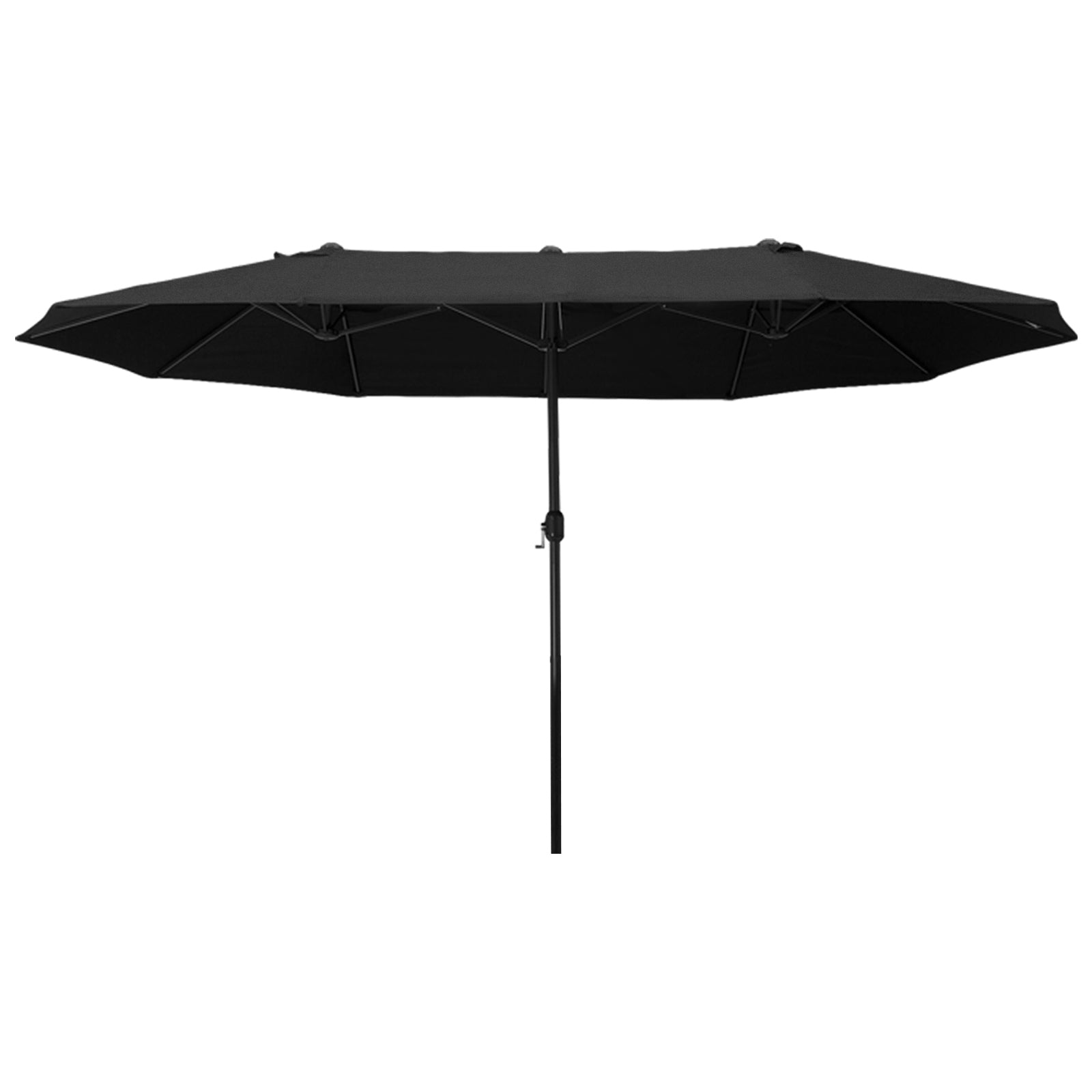 Outsunny 15ft Double-sided Outdoor Sun Umbrella with Twin Canopy, Outdoor Parasol with Crank for Pool, Deck, Black