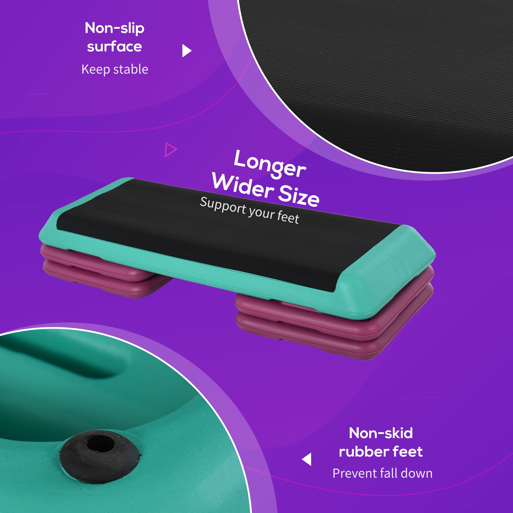 Soozier 3.9"/5.9"/7.9" Aerobic Stepper Exercise with Non-Slip Top for Home, Office, Indoor, Outdoor, Multicolour