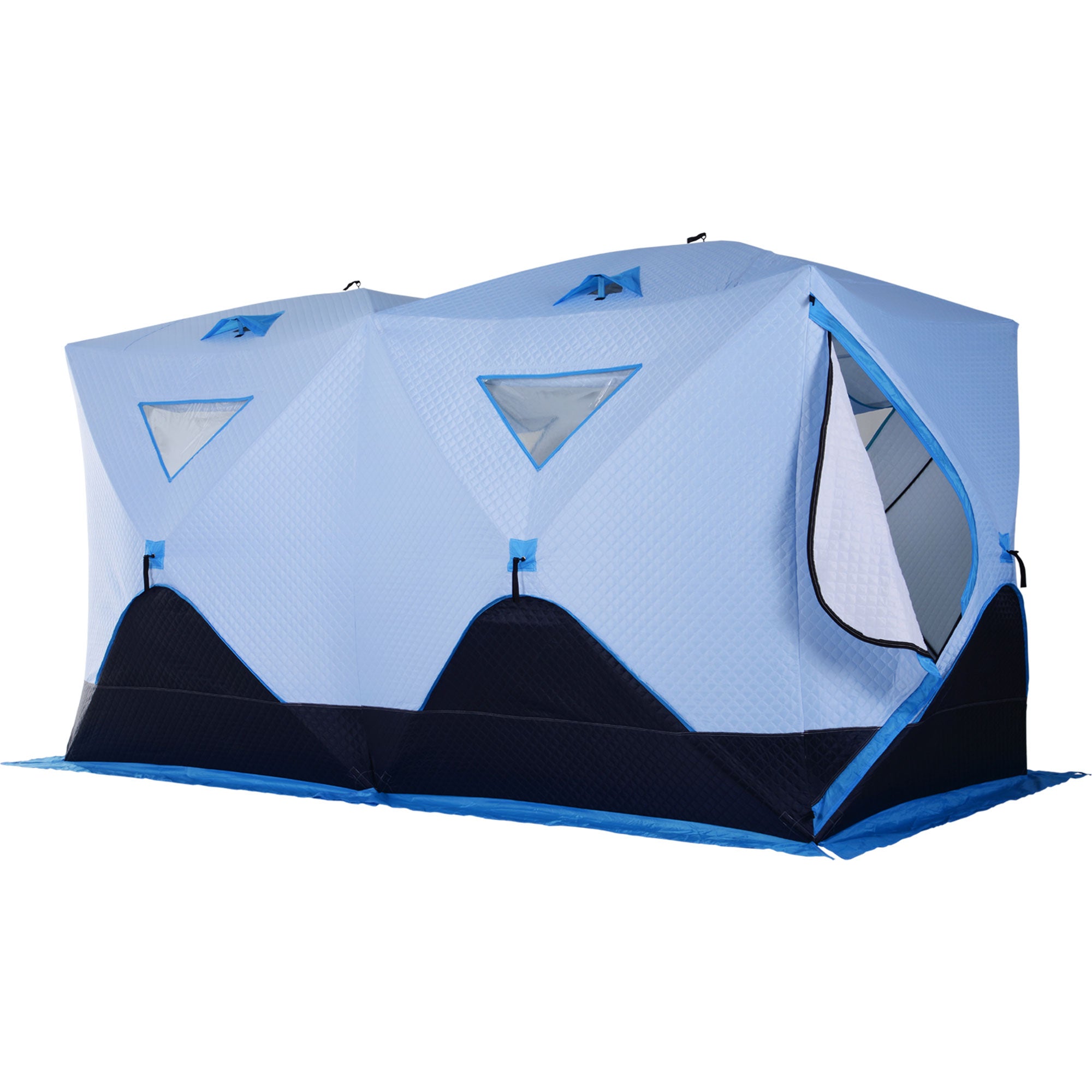 Outsunny 8-Person Insulated Ice Fishing Tent Shelter with Ventilation Windows and Carry Bag, for -22℉, Blue