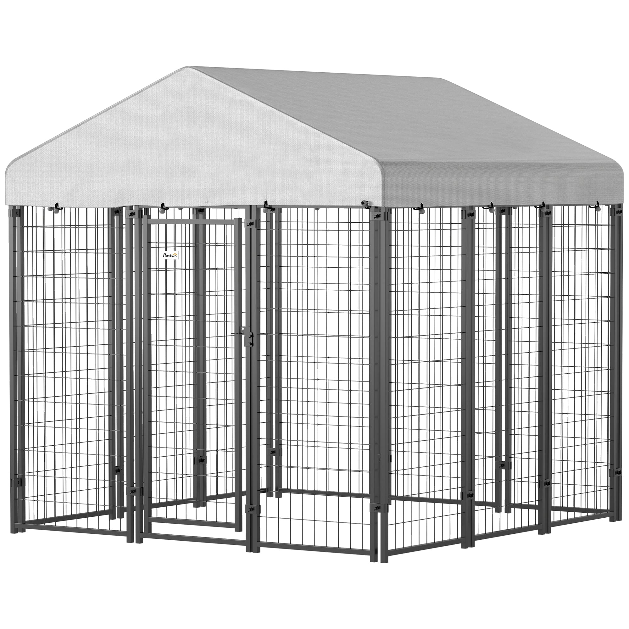 PawHut Outdoor Dog Kennel with Waterproof UV-Resistant Cover, for Large and Medium Dogs, 6' x 6' x 6', Silver