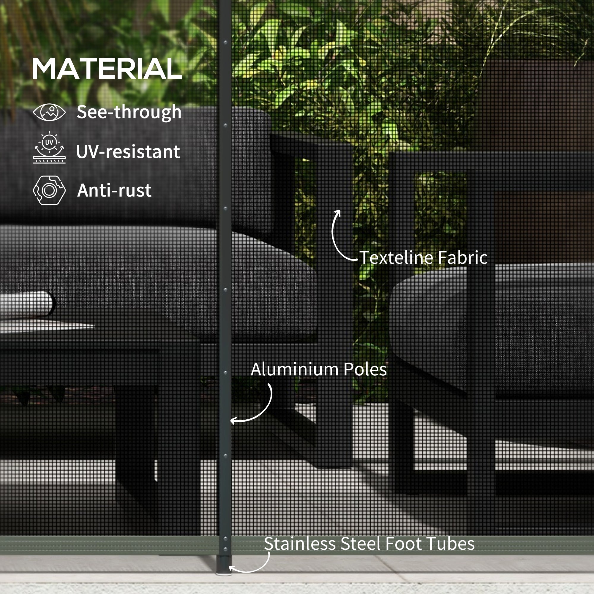 Outsunny 4 Panel Swimming Pool Fence, Aluminium Rustproof Pool Fencing, 4' x 12', Black