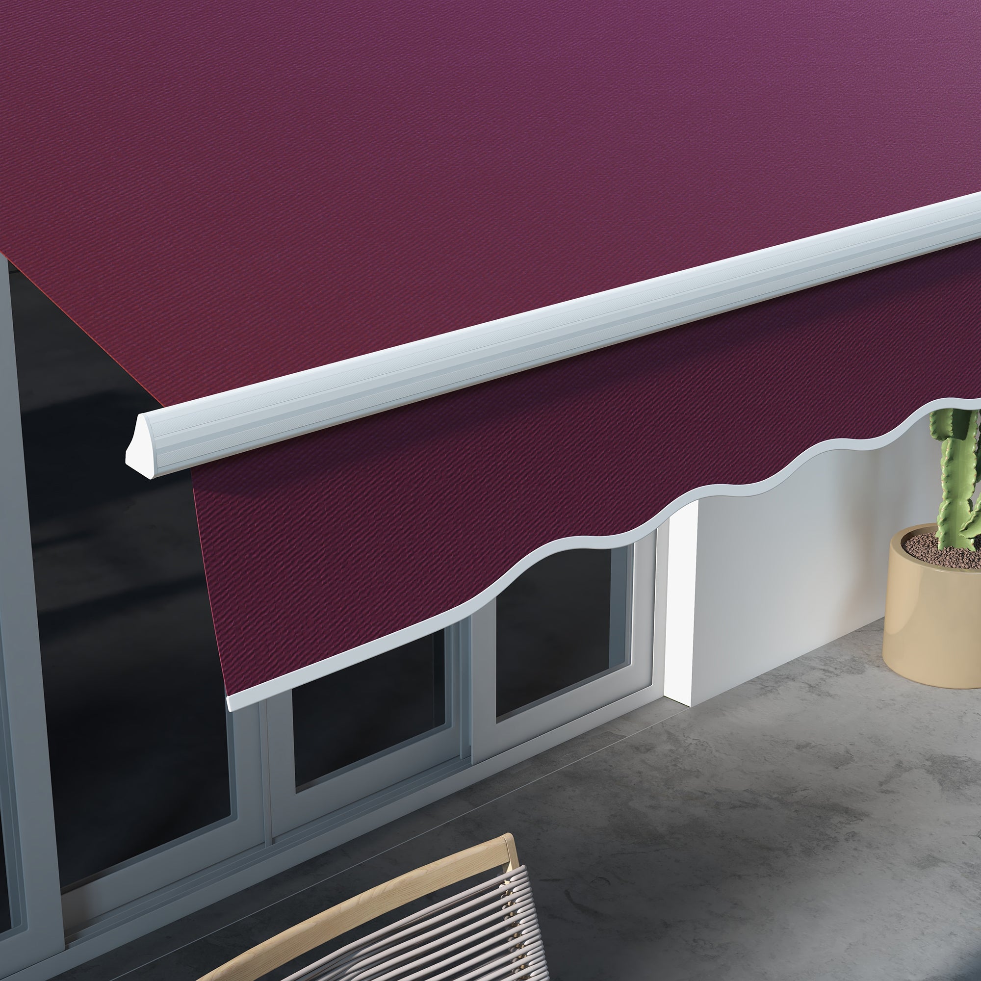 Outsunny 10' x 6.5' Manual Retractable Awning with LED Lights, Aluminum Frame Sun Canopies for Patio Door Window, Wine Red
