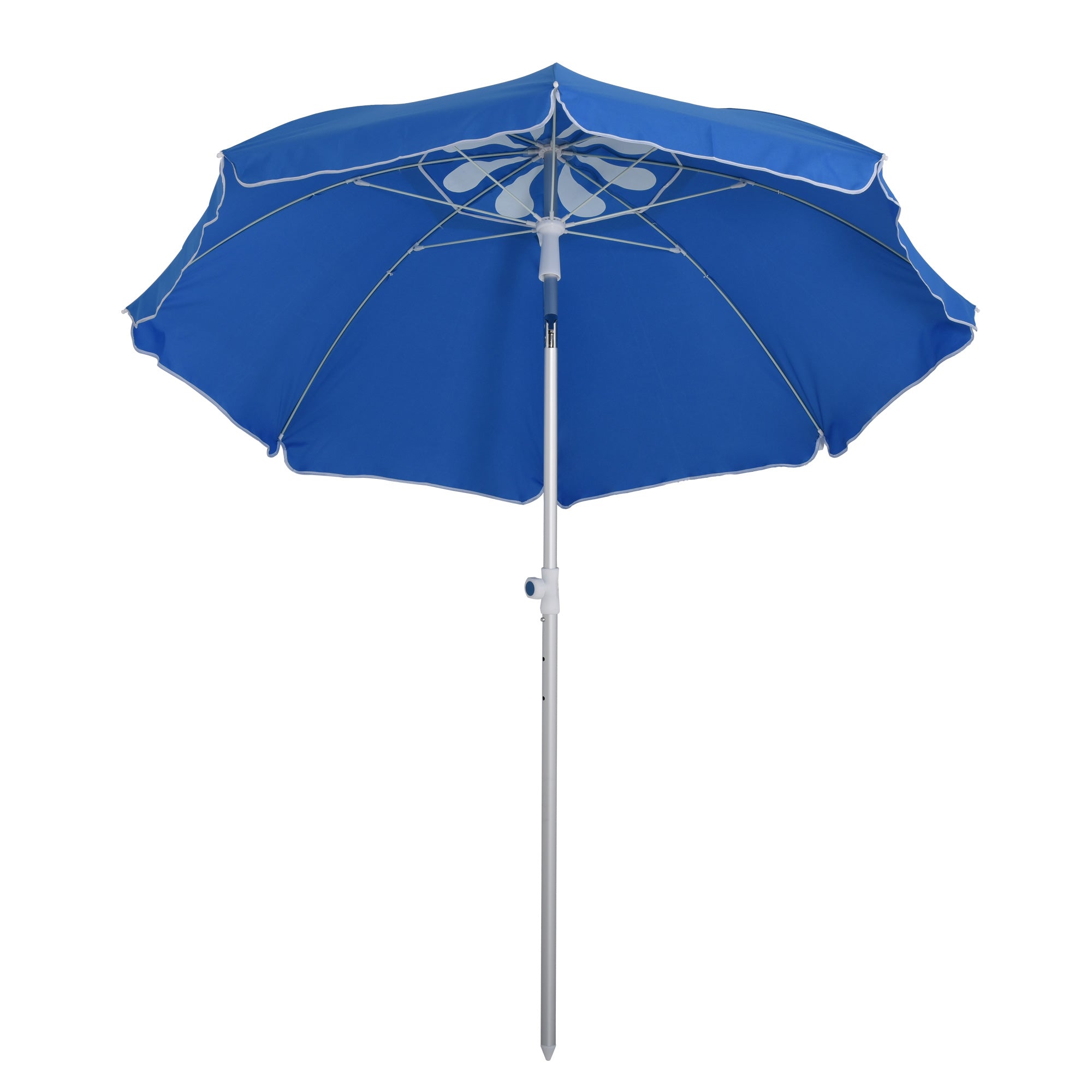Outsunny Arc. 6.4ft Beach Umbrella with Aluminum Pole Pointed Design Adjustable Tilt Carry Bag for Outdoor Patio Blue