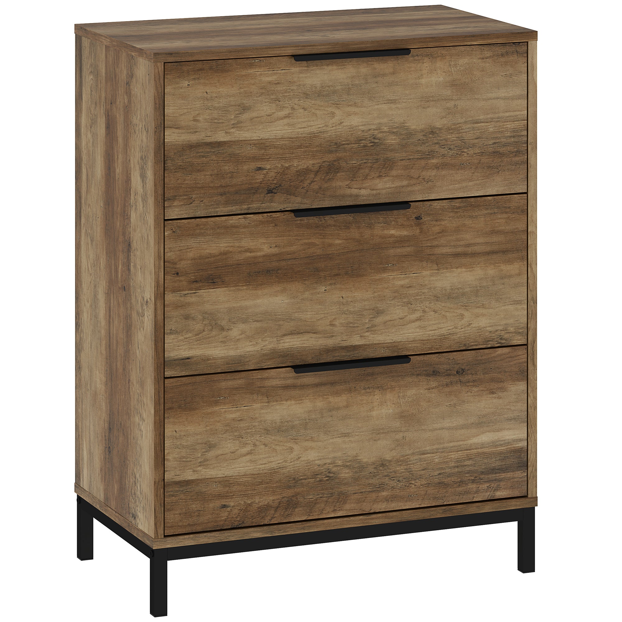 HOMCOM Dresser for Bedroom, 3 Drawer Dresser Tower, Chest of Drawers for Hallway, Entryway, Closet, Natural