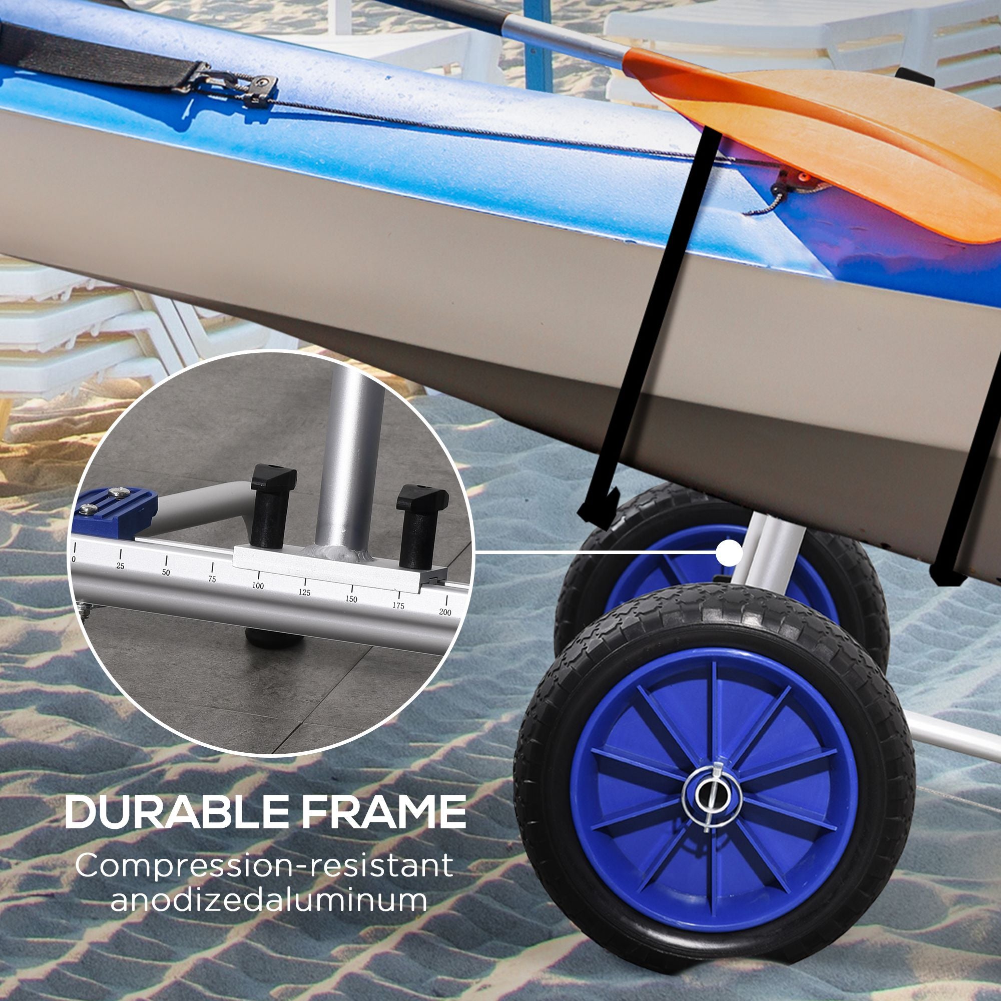 Soozier Aluminum Kayak Cart Adjustable Kayak Dolly with Wheels and Foldable Kickstand for Kayaks, Canoes, Paddleboards