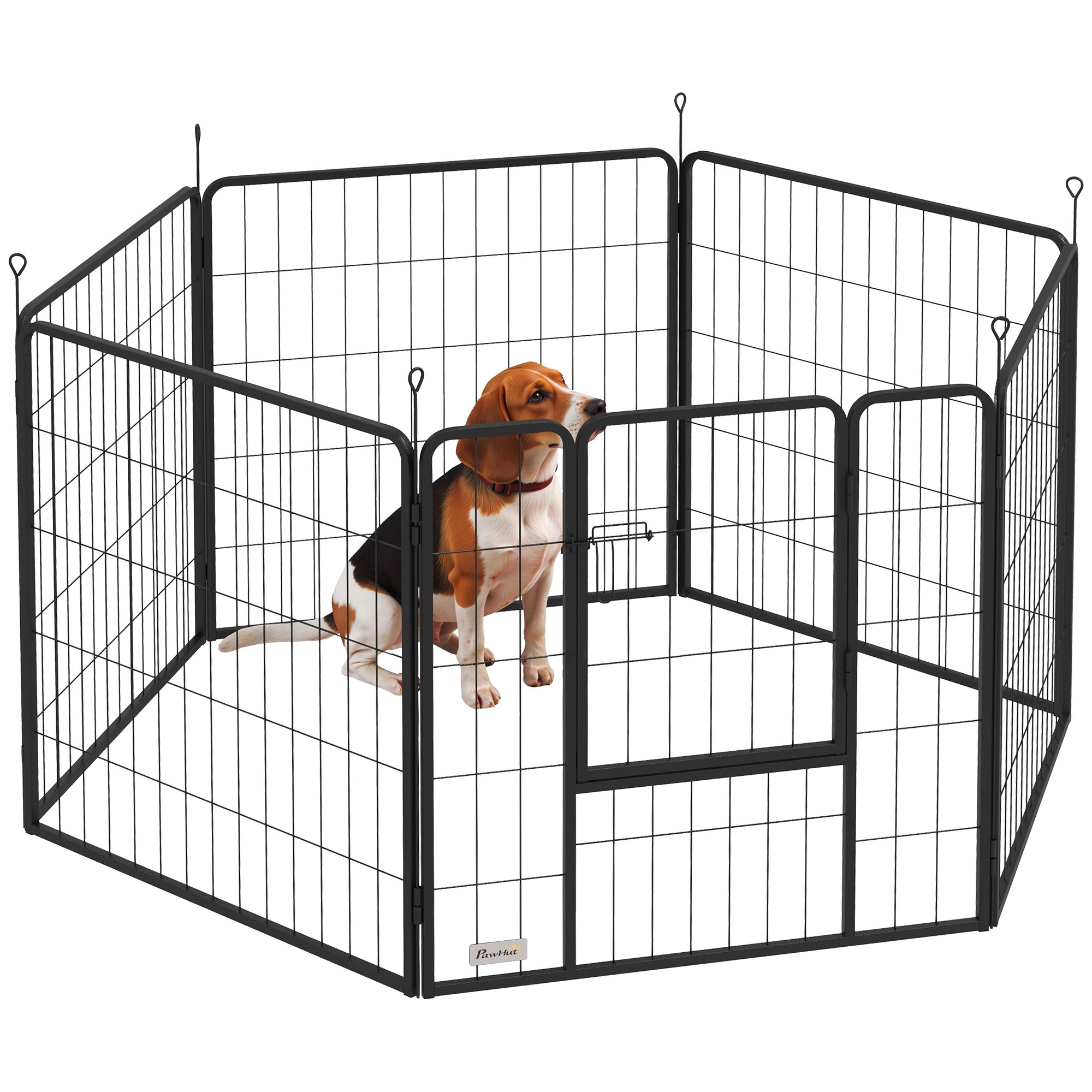 PawHut Heavy Duty Dog Playpen with Door for Medium Dogs, 6 Panels, 31.5"H