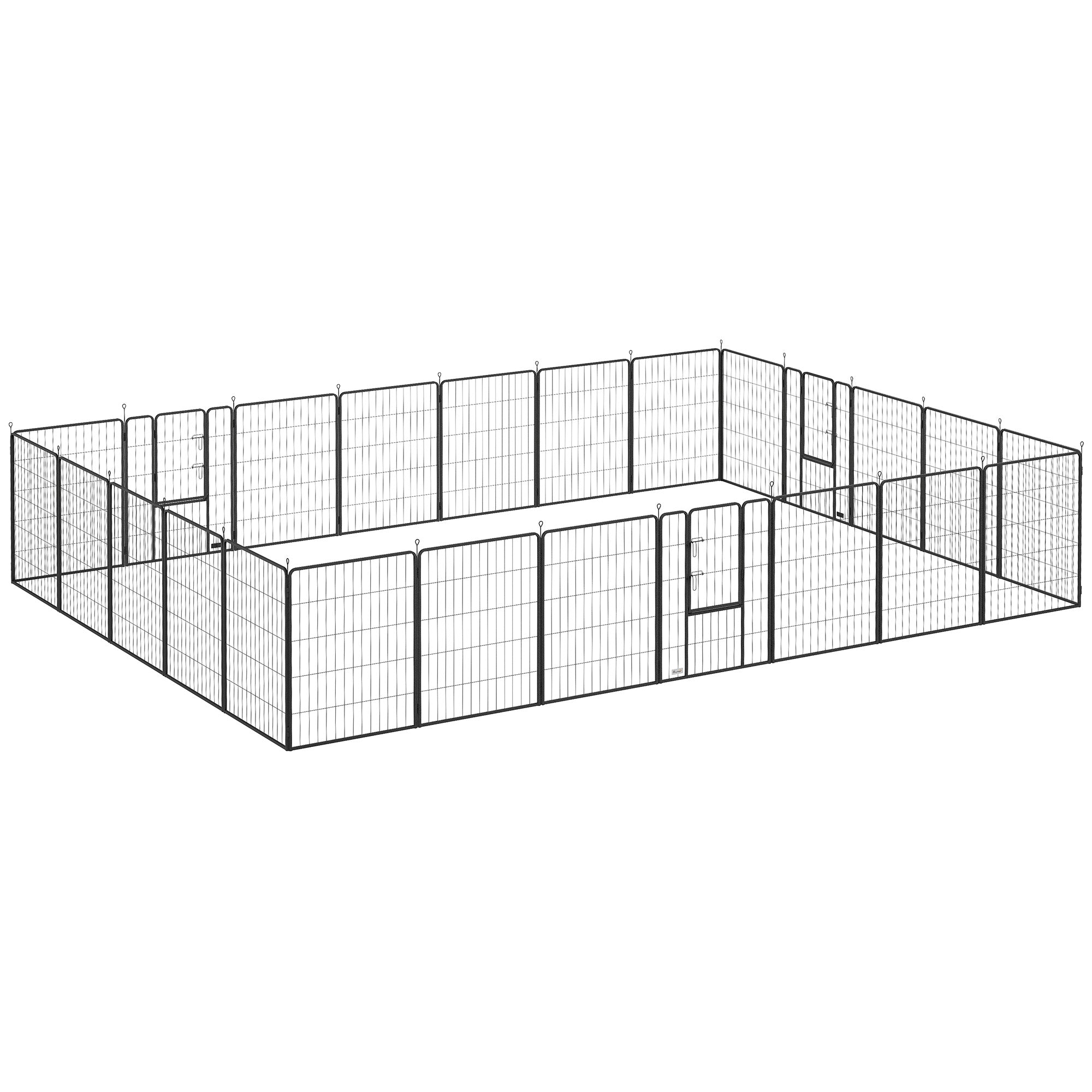 PawHut 24 Panels 39" Height Heavy Duty Dog Playpen for Small Medium Large Dogs, Black