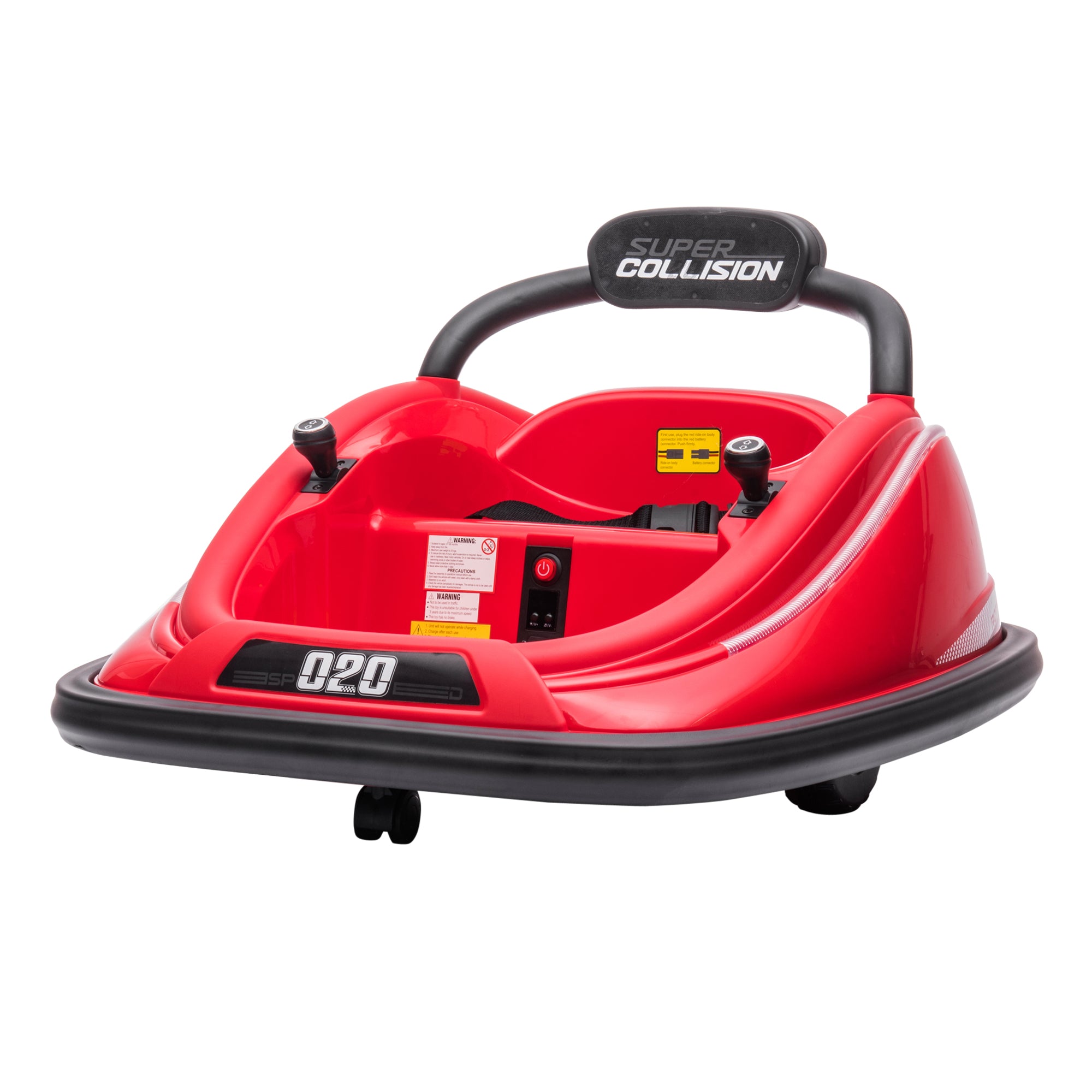 Aosom 12V Kids Bumper Car, 360° Rotation Electric Ride On Car, Twins Motor Battery Powered Toy, w/ Parent Remote Control, Safety Belt, Colorful LED Lights,, Red
