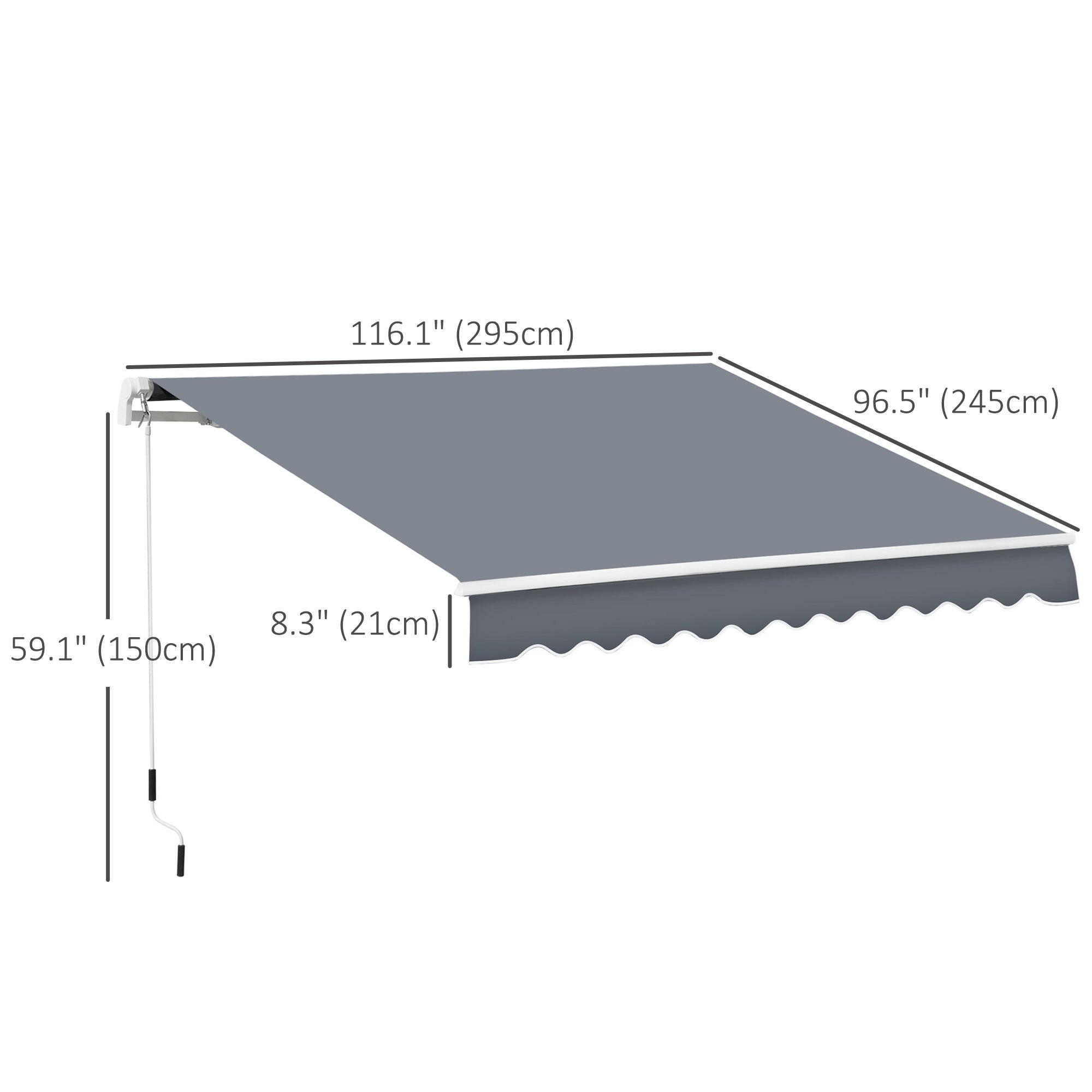 Outsunny 10' x 8' Manual Retractable Awning, Sunhade Shelter Canopy UV Protection for Window Door Patio Deck Yard, Dark Grey