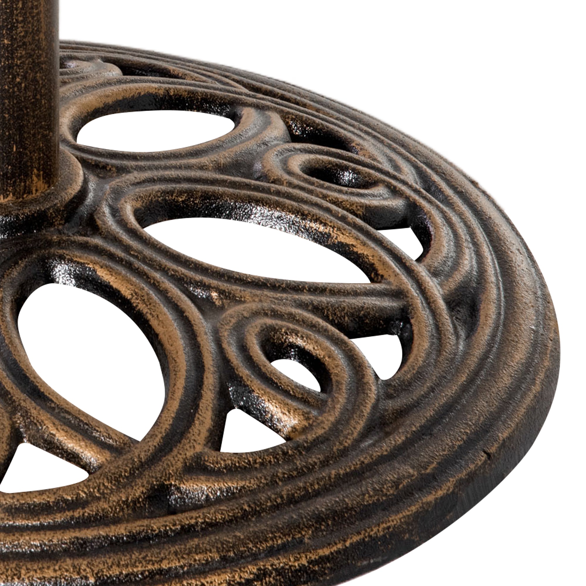 Outsunny Patio Umbrella Base Stand, Round Cast Iron Umbrella Holder for Outdoor, Patio, Garden,Deck and Beach, Fit Dia. 1.5", 2" Pole, Bronze