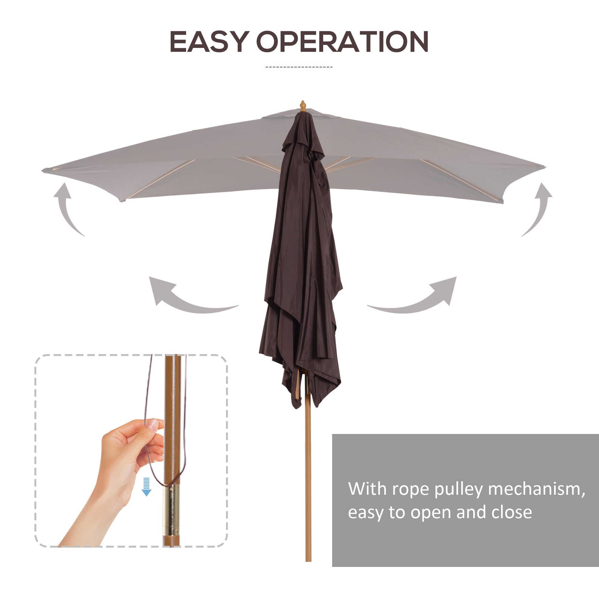 Outsunny Patio Umbrella Market Patio Sun Umbrella Rectangle Coffee