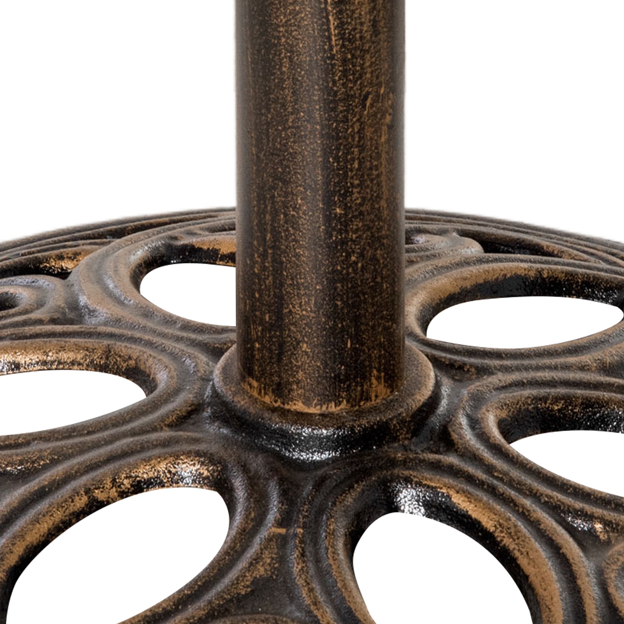 Outsunny Patio Umbrella Base Stand, Round Cast Iron Umbrella Holder for Outdoor, Patio, Garden,Deck and Beach, Fit Dia. 1.5", 2" Pole, Bronze