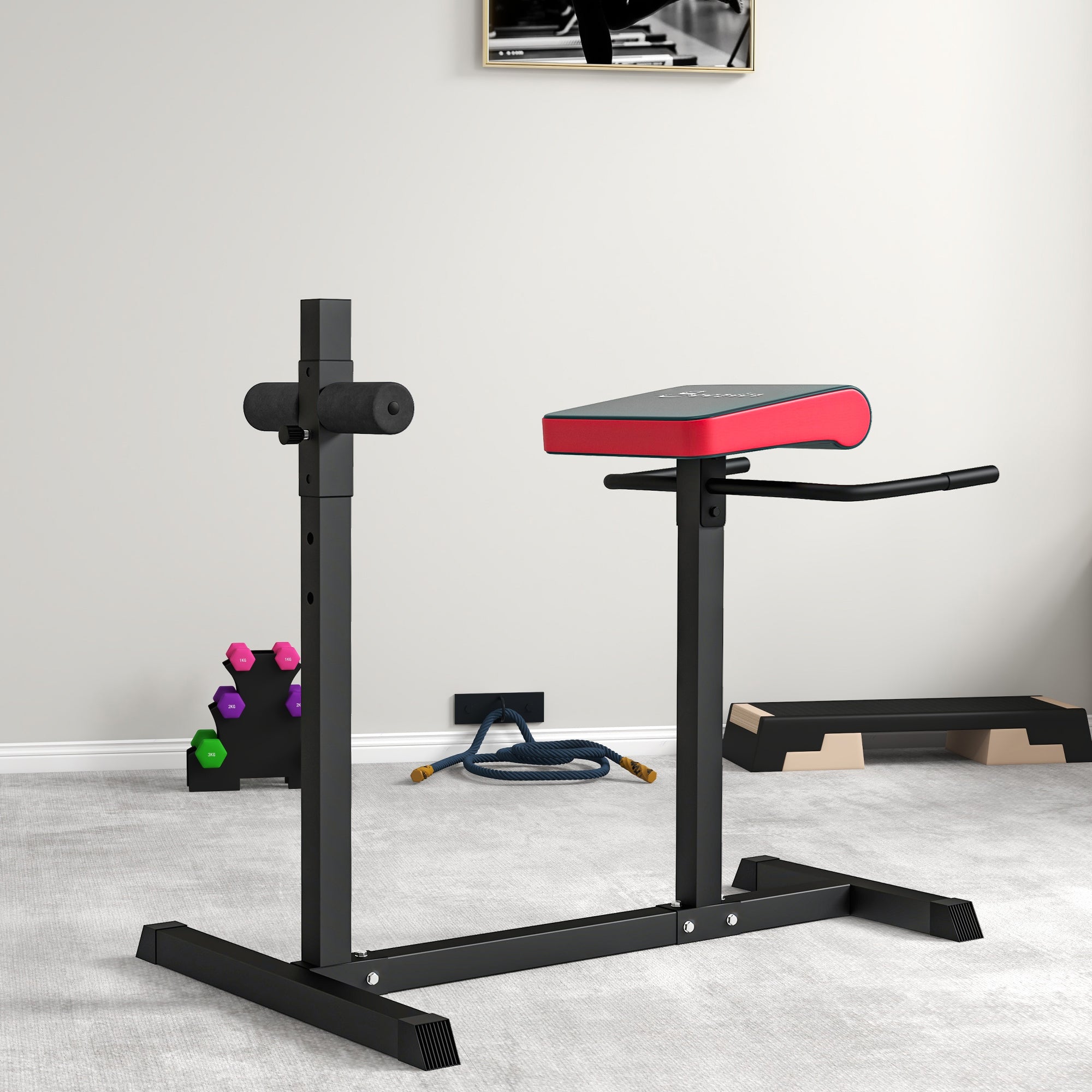 Soozier Back Extension Roman Chair, Hyperextension Bench with Adjustable Leg Roller for Back, Abdominal and Gluteal Training