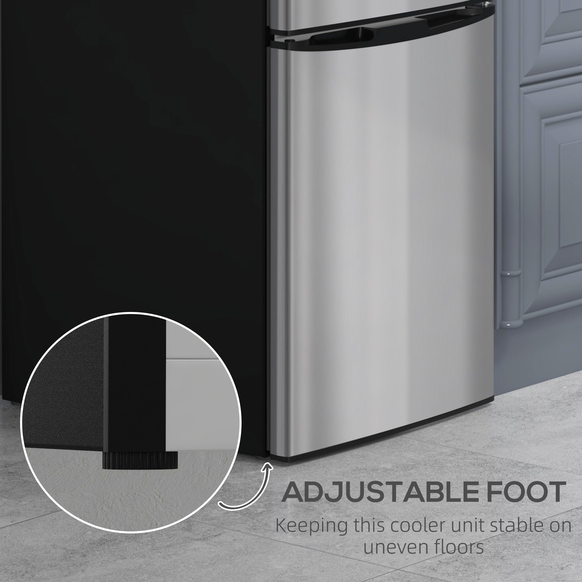 HOMCOM 3.2 Cu Ft Compact Refrigerator, Mini Fridge with Freezer, Adjustable Shelves and Reversible Doors for Bedroom, Silver