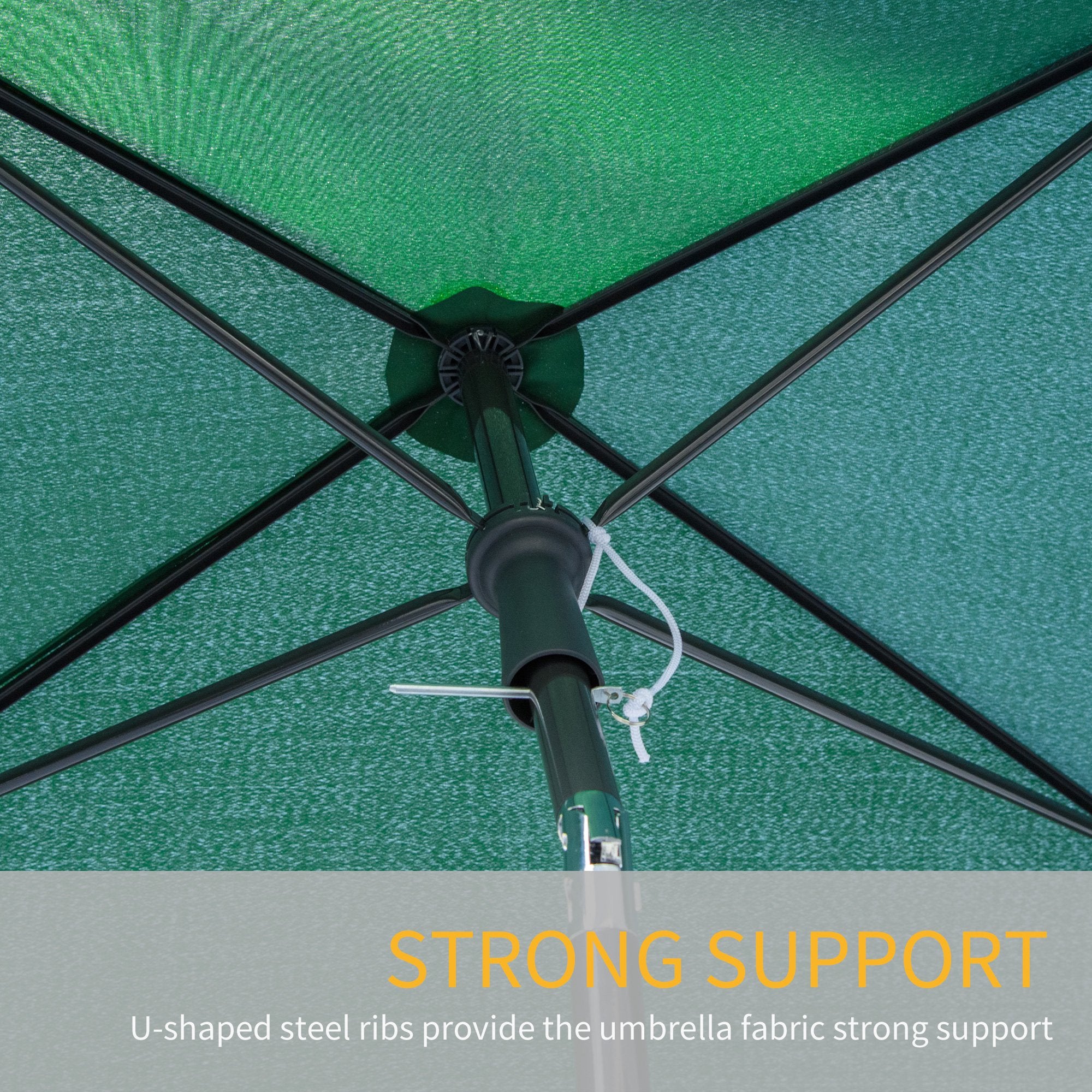Outsunny 6.5x4ft Rectangle Patio Umbrella Aluminum Tilt Adjustable Garden Parasol Sun Shade Outdoor Canopy Green