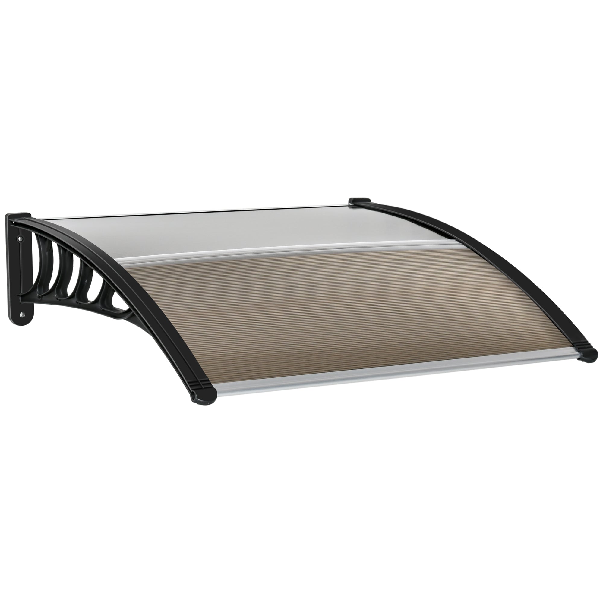Outsunny Awning Door Canopy, 40.6" x 38" Polycarbonate Front Door Outdoor Patio Cover with Hollow Sheet for UV Protection, Brown