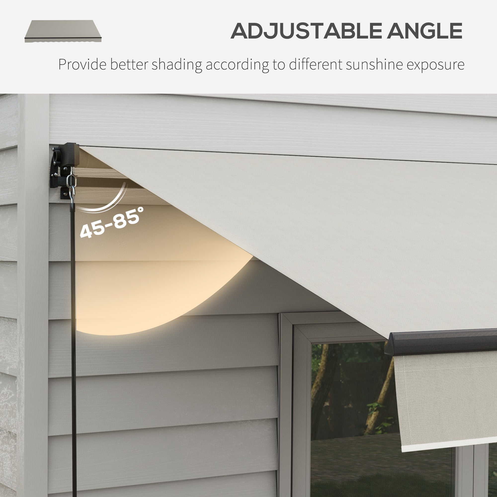 Outsunny 12' x 10' Retractable Awning, 280gsm UV Resistant Sunshade Shelter, for Deck, Balcony, Yard, Light Grey