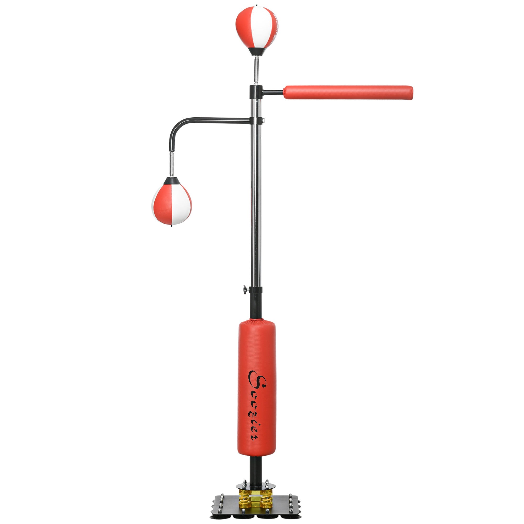 Soozier Freestanding Boxing Punching Bag, Height Adjustable, with Reflex Bar, Speed Balls and Suction Cup Base, Multi