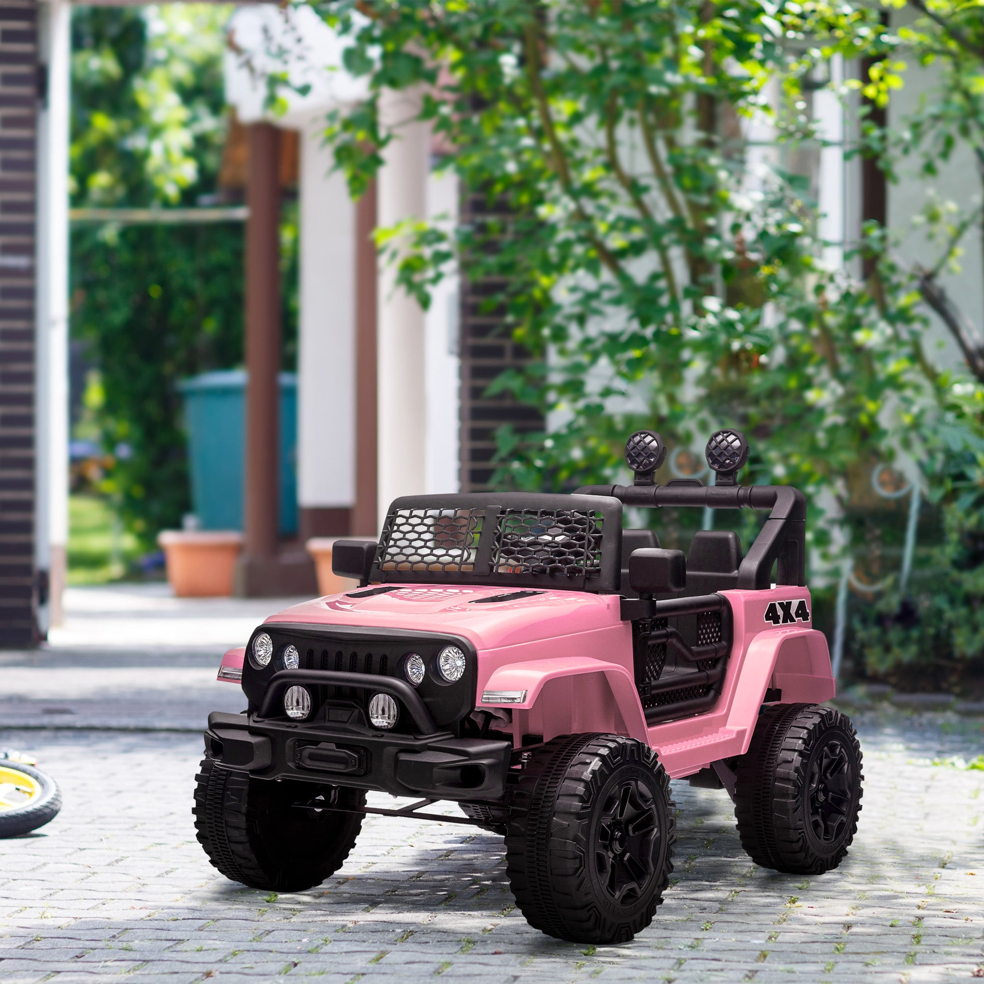 Aosom 12V Electric Truck Off Road Electric Pickup with Remote Control, Adjustable Speed, Ride on Car for Kids, Pink