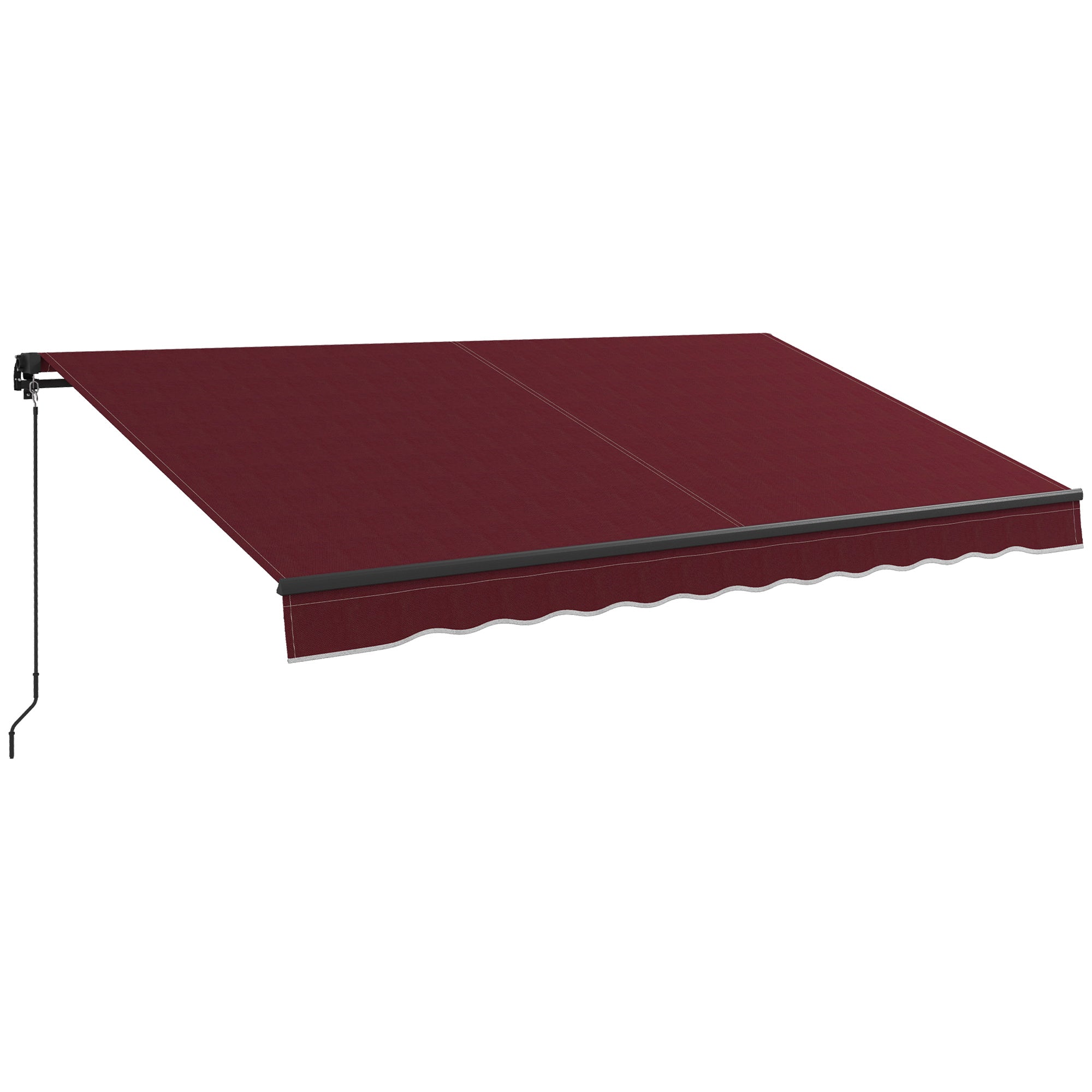 Outsunny 12' x 10' Retractable Awning, 280gsm UV Resistant Sunshade Shelter, for Deck, Balcony, Yard, Wine Red