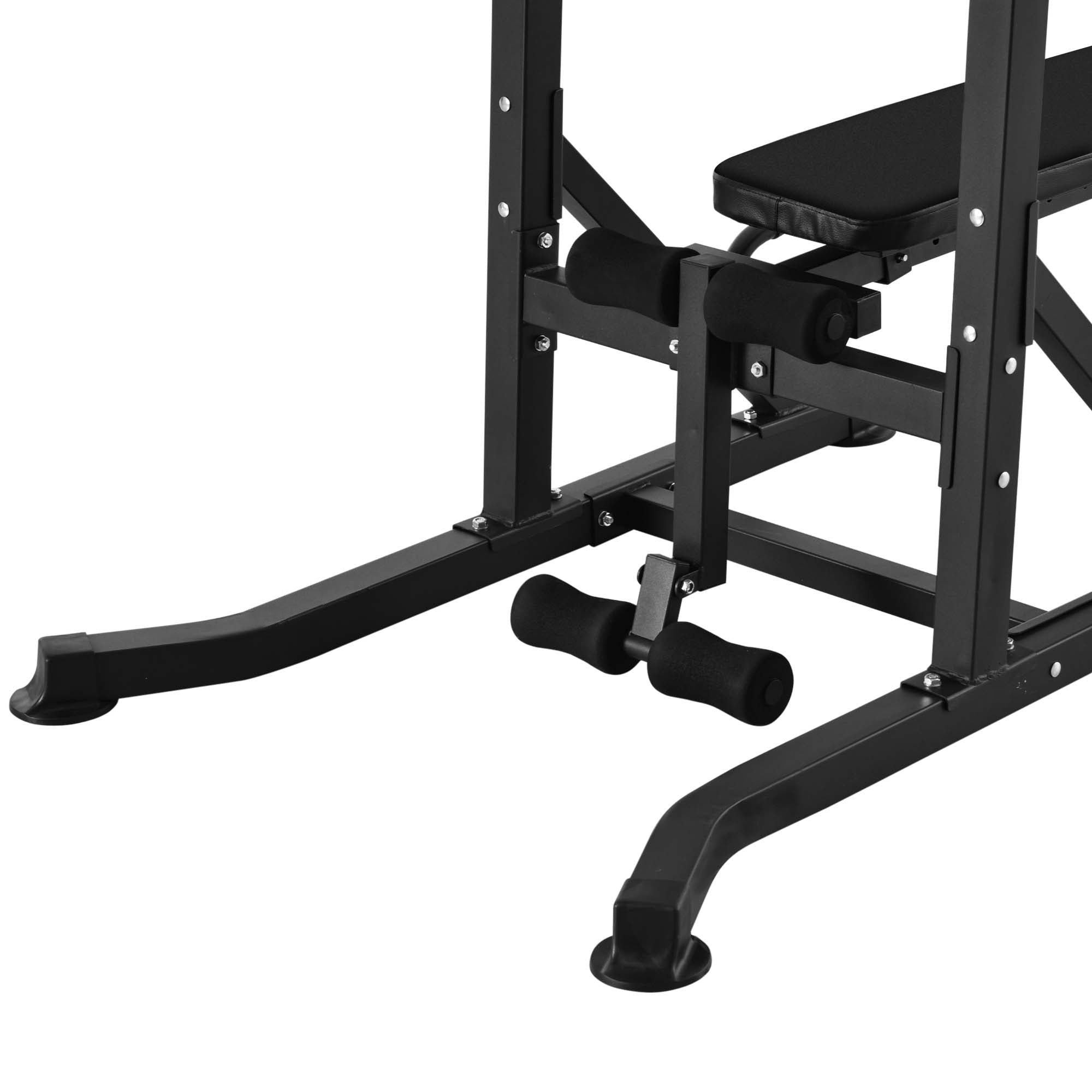 Soozier Foldable Power Tower Pull Up Dip Station with Adjustable Weight Bench for Home Gym Strength Training Fitness