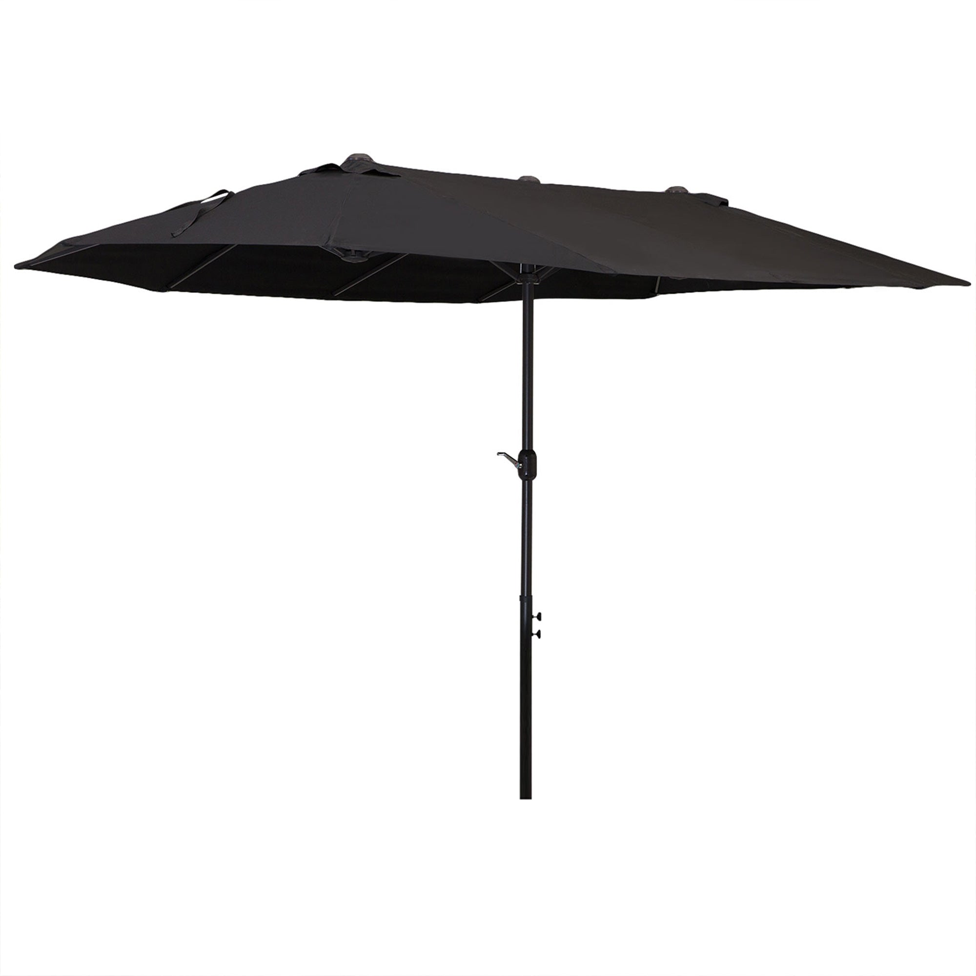 Outsunny 15ft Double-sided Outdoor Sun Umbrella with Twin Canopy, Outdoor Parasol with Crank for Pool, Deck, Black