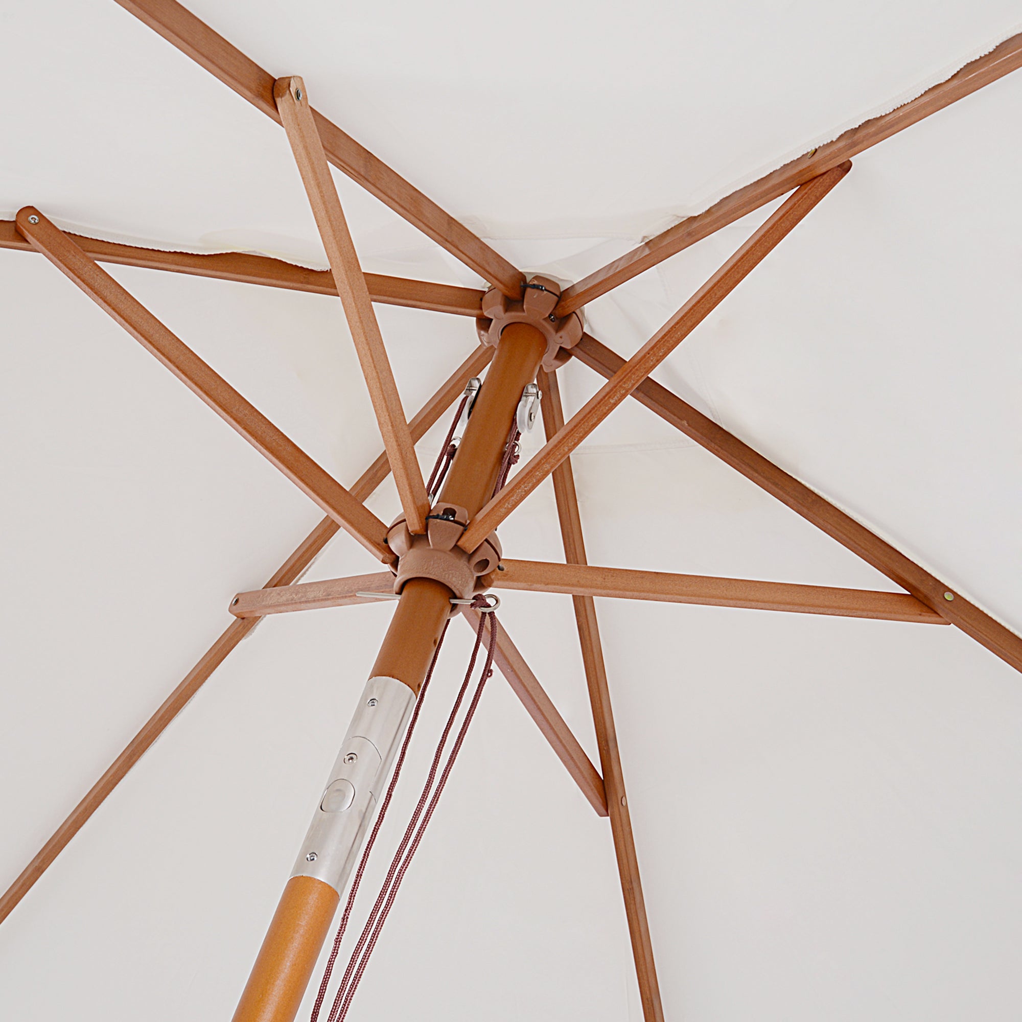 Outsunny 6.6x5ft Fir Wooden Patio Umbrella Square Market Parasol Tilt Mechanism 6 Ribs Garden Sunshade, Cream White