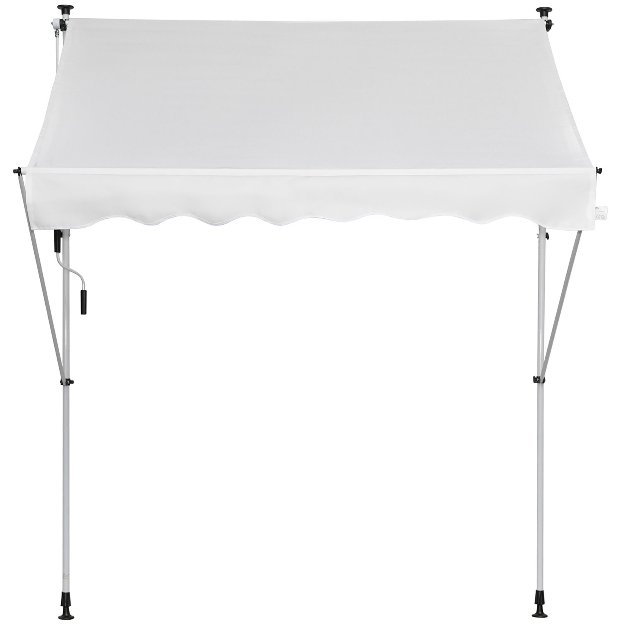 Outsunny 6.6'x5' Manual Retractable Patio Awning Window Door Sun Shade Deck Canopy Shelter Water Resistant UV Protector White