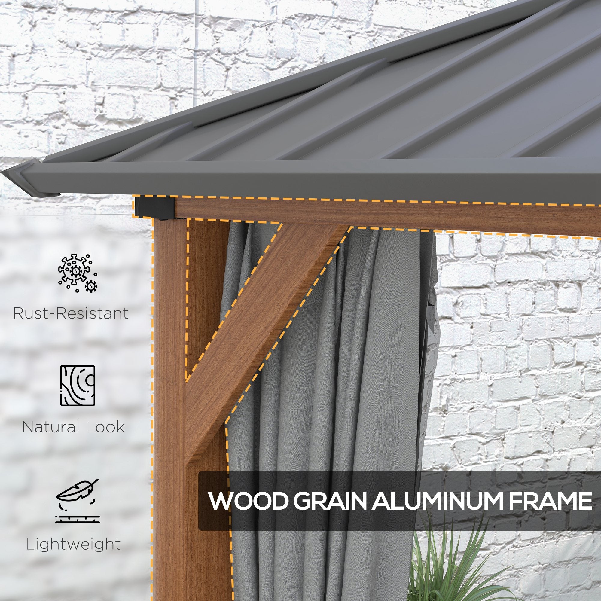 Outsunny 13' x 10' Hardtop Gazebo with Netting Sidewalls and Curtains, Galvanized Steel Outdoor Gazebo Canopy for Garden