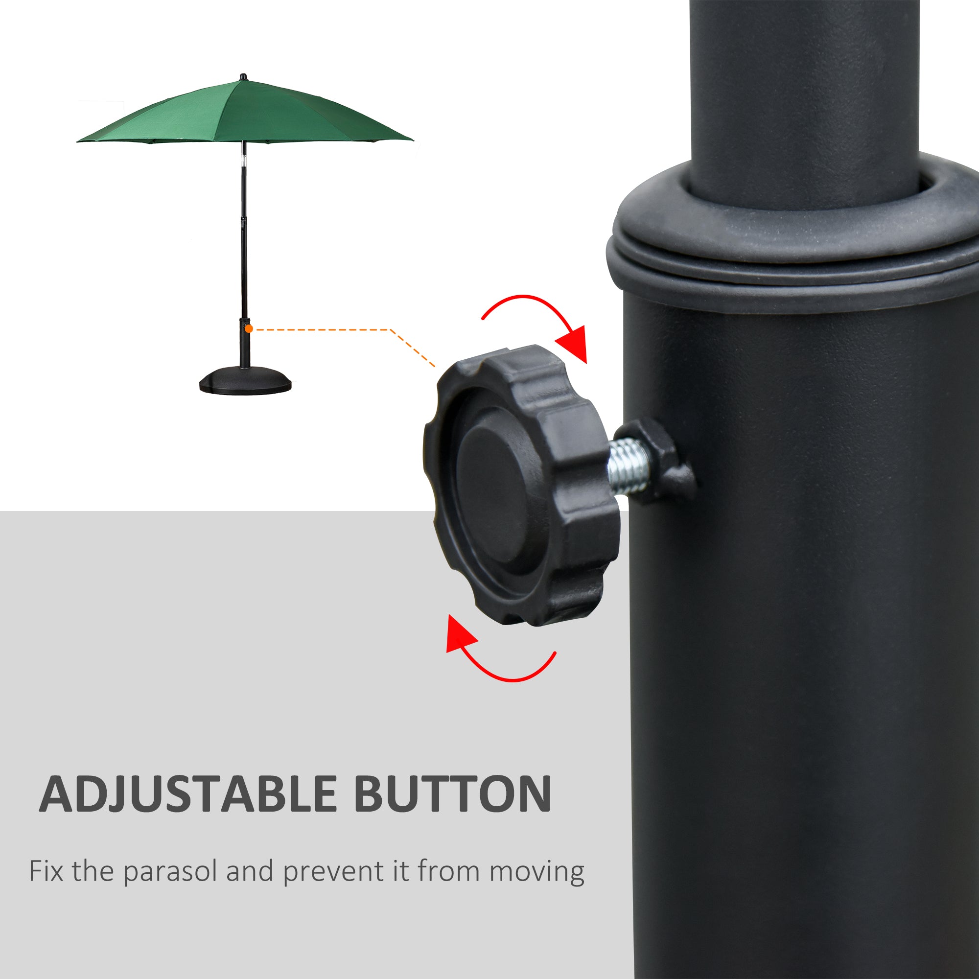 Outsunny 55 lbs Cement Umbrella Base Holder 20" Heavy Duty Round Parasol Stand for Patio, Outdoor, Backyard, Black