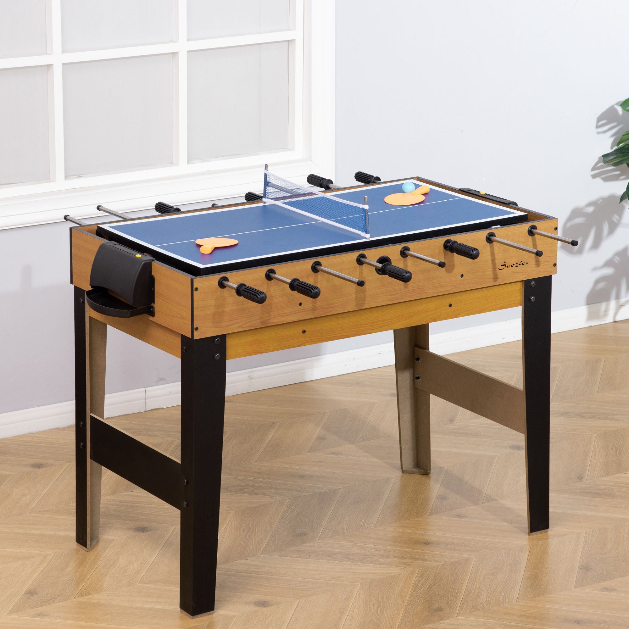 Soozier 43'' 4-in-1 Multi-Gaming Table, Tabletop Billiards Hockey Table Tennis Foosball Game, Easy Set up for Whole Family